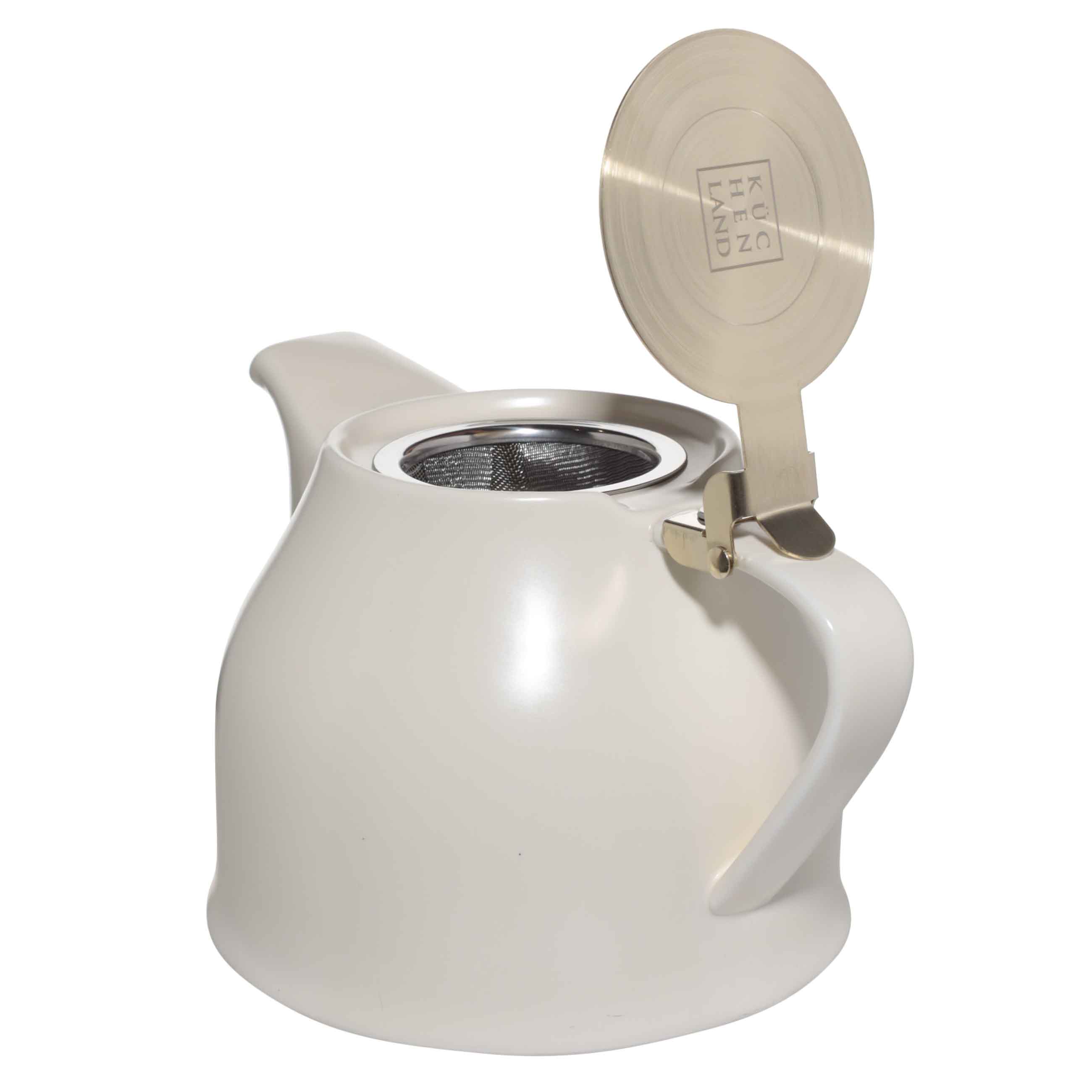 Чайник заварочный, 1 л, керамика/сталь, молочно-золотистый, Kettle ceramo, image-0