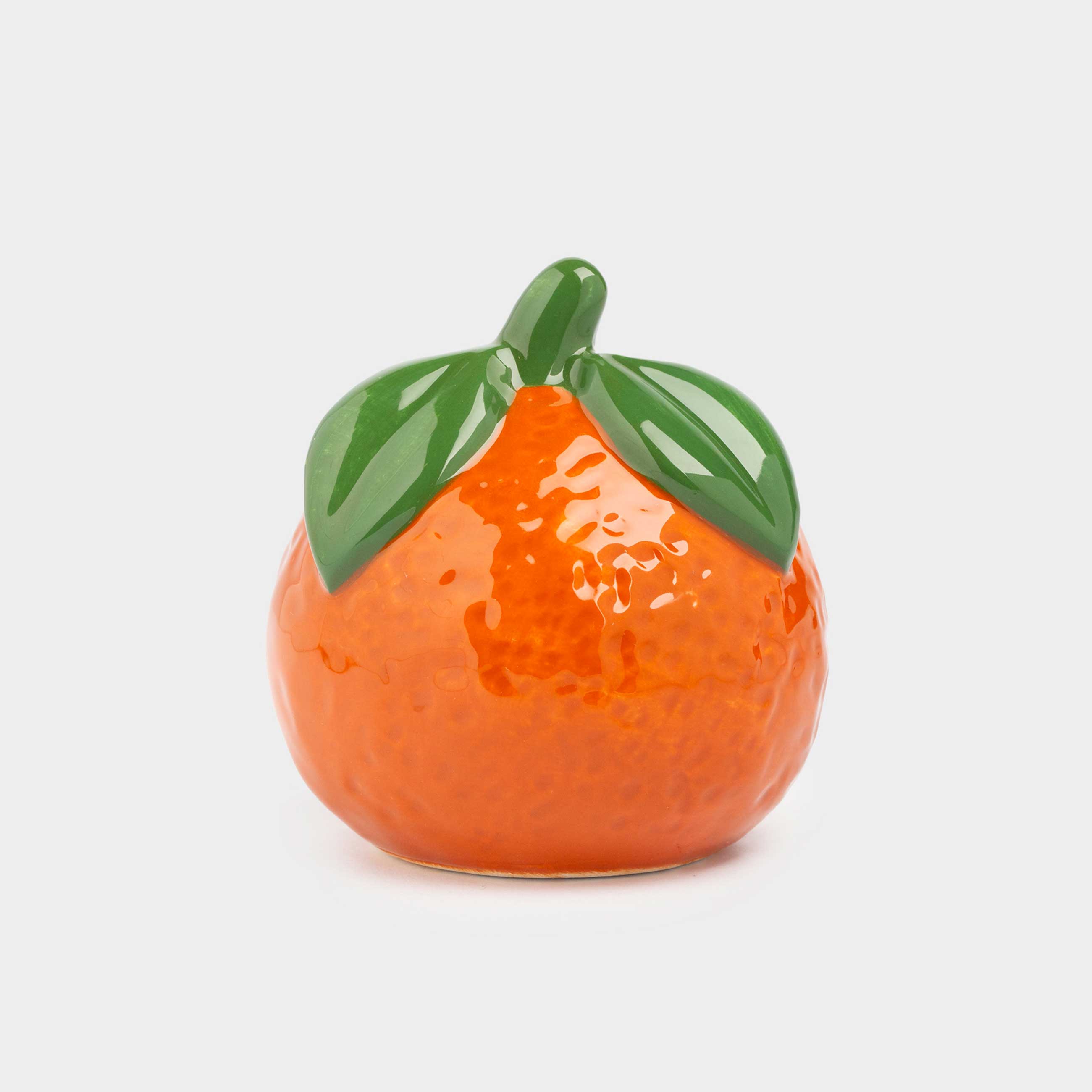 Емкость для соли или перца, 7 см, керамика, оранжевая, Мандарин с листьями, Fruits