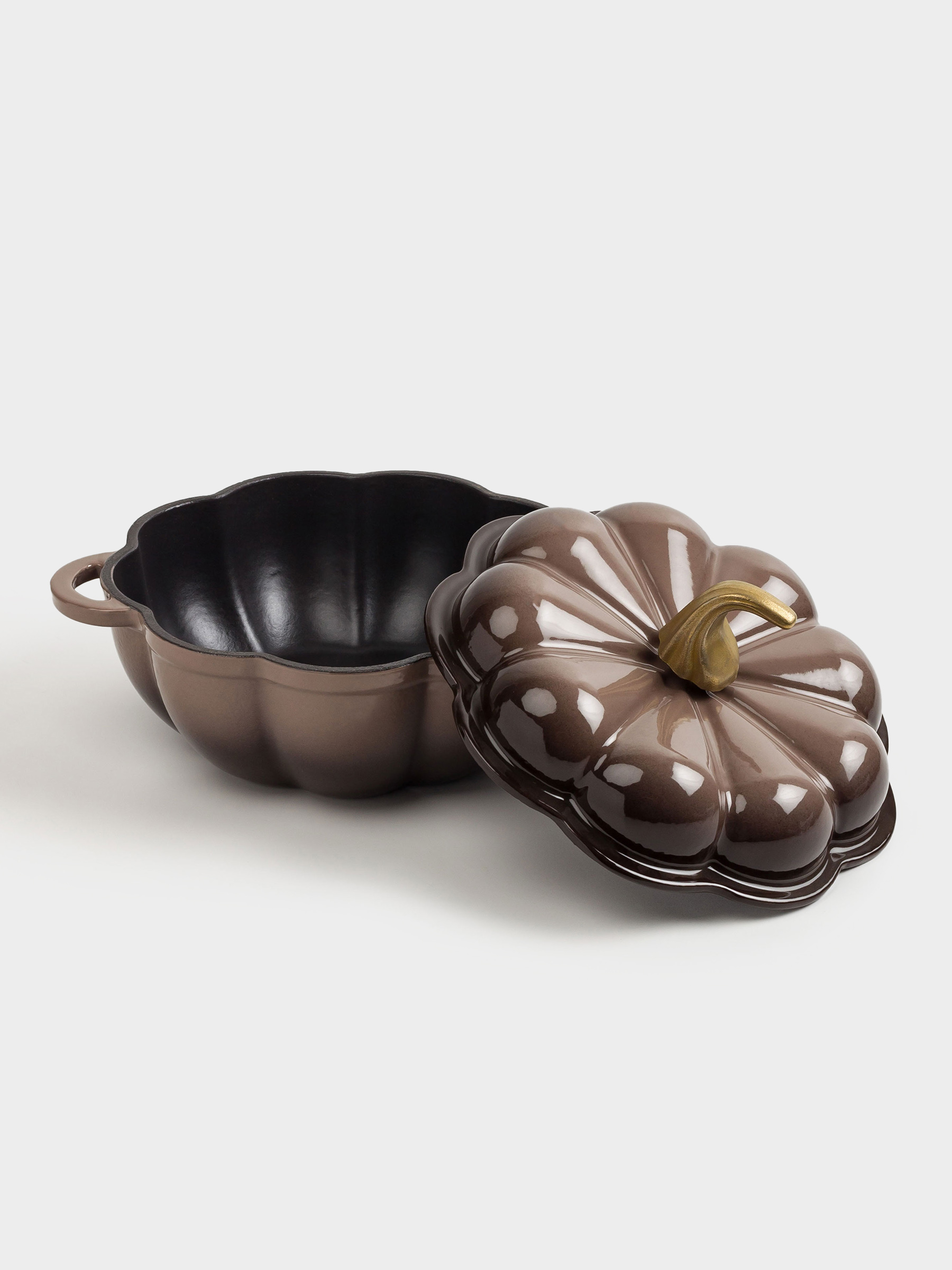Кастрюля, 20 см, 1,7 л, с крышкой, чугун, коричневая, Тыква, Gourd, image-4