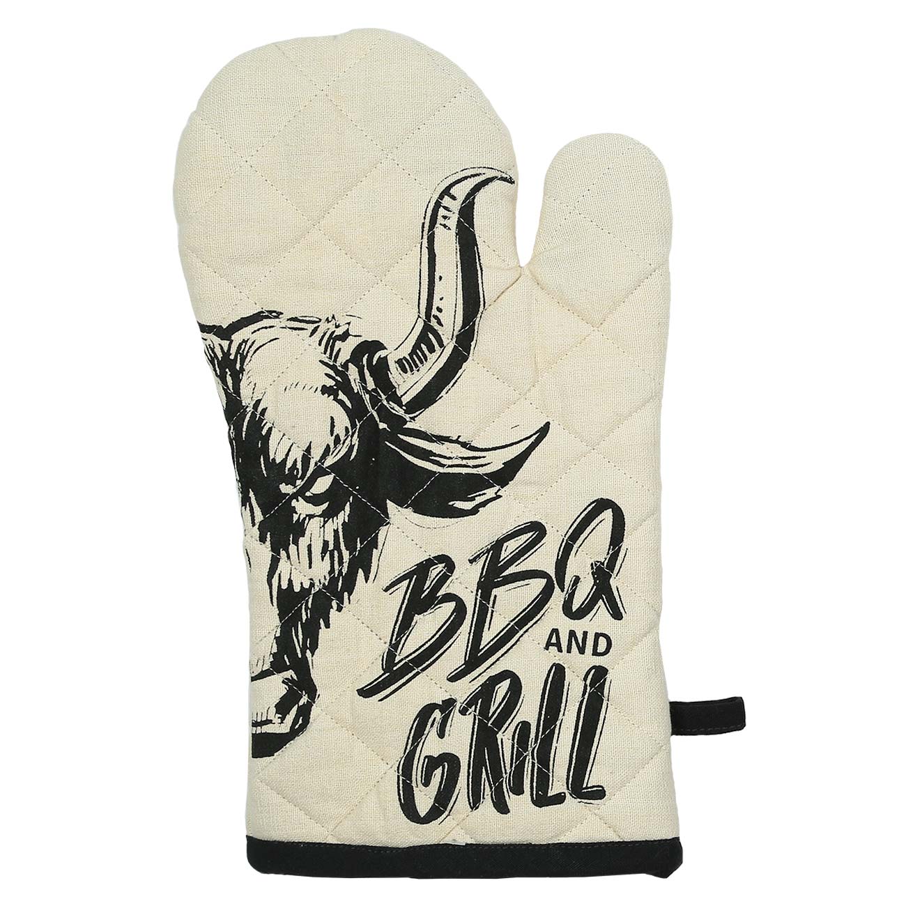 

Прихватка-варежка, 17х30 см, хлопок, песочная/черная, Bull