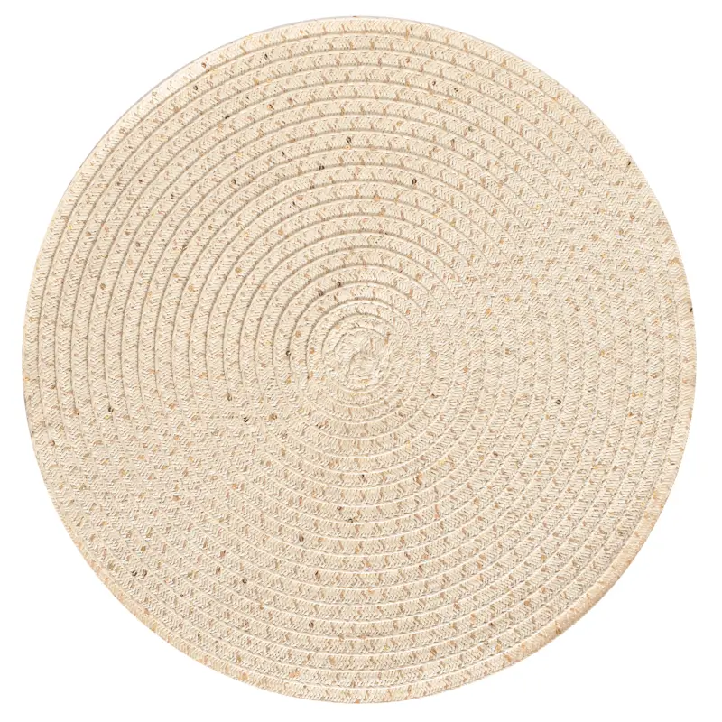 Салфетка под приборы, 38 см, бумага, круглая, бежевая, Straw ,image-0