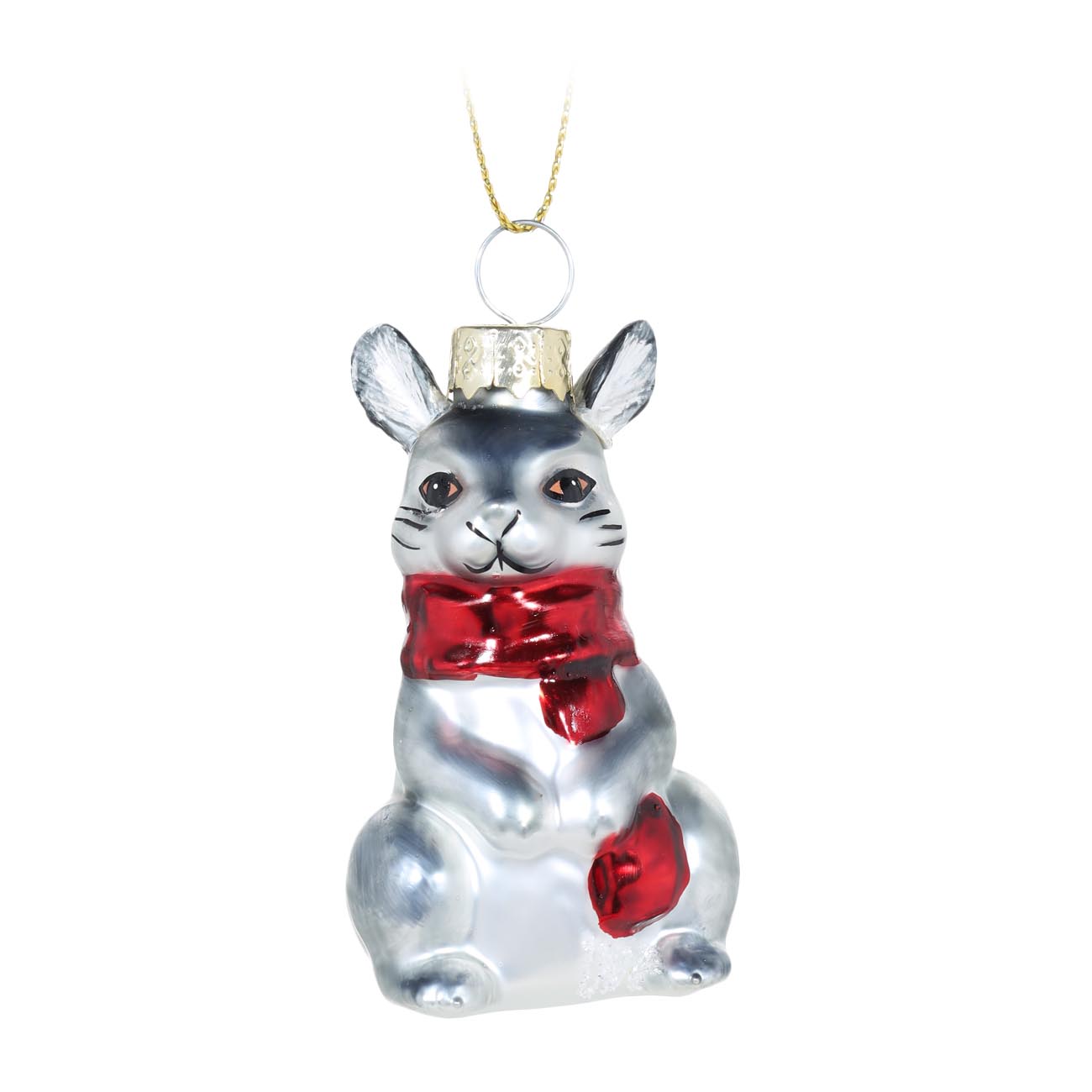 

Игрушка елочная, 7 см, стекло, Кролик в красном шарфе, Rabbit