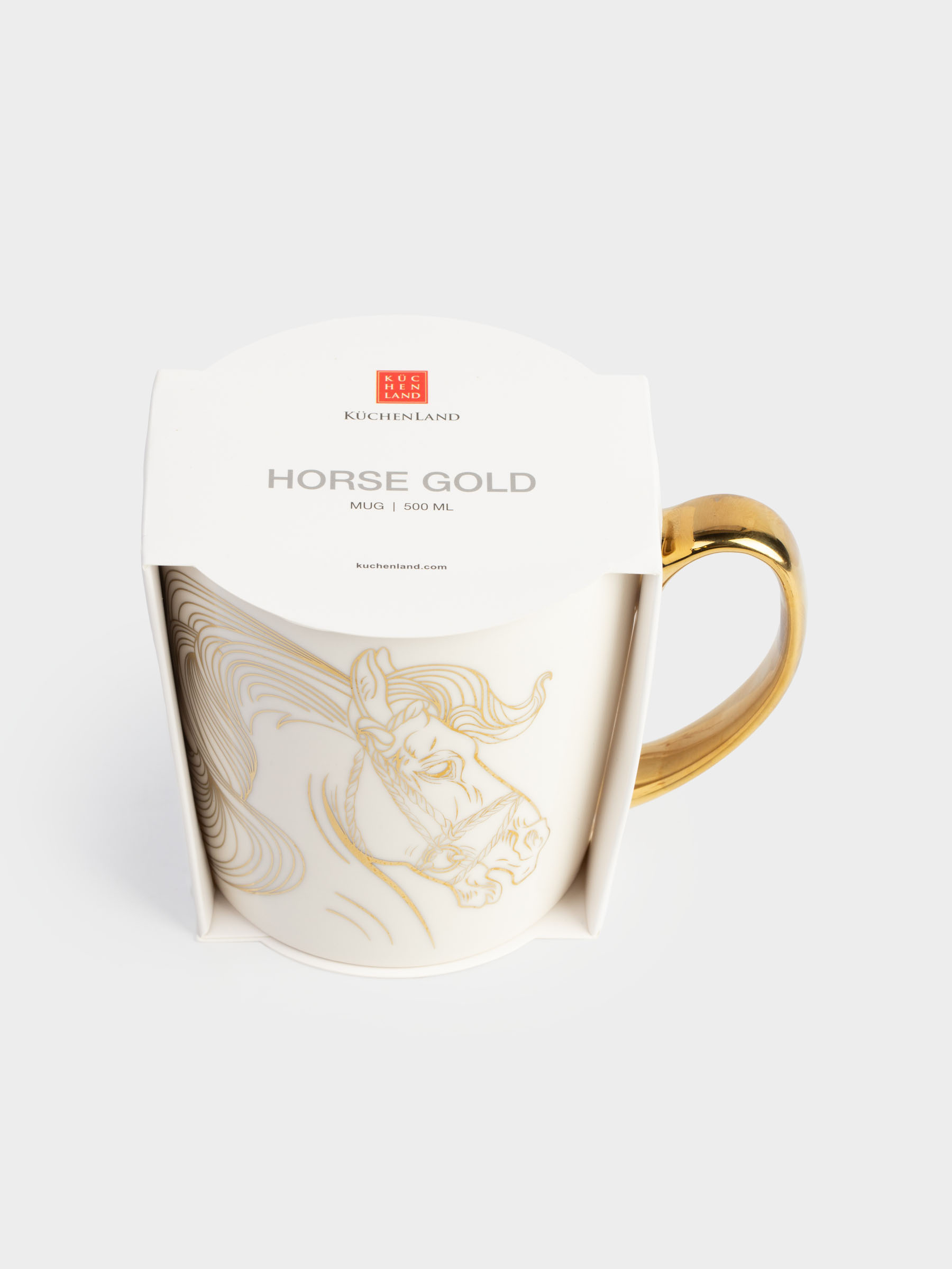 Кружка, 500 мл, фарфор N, бело-золотистая, Лошадь, Horse gold, image-4