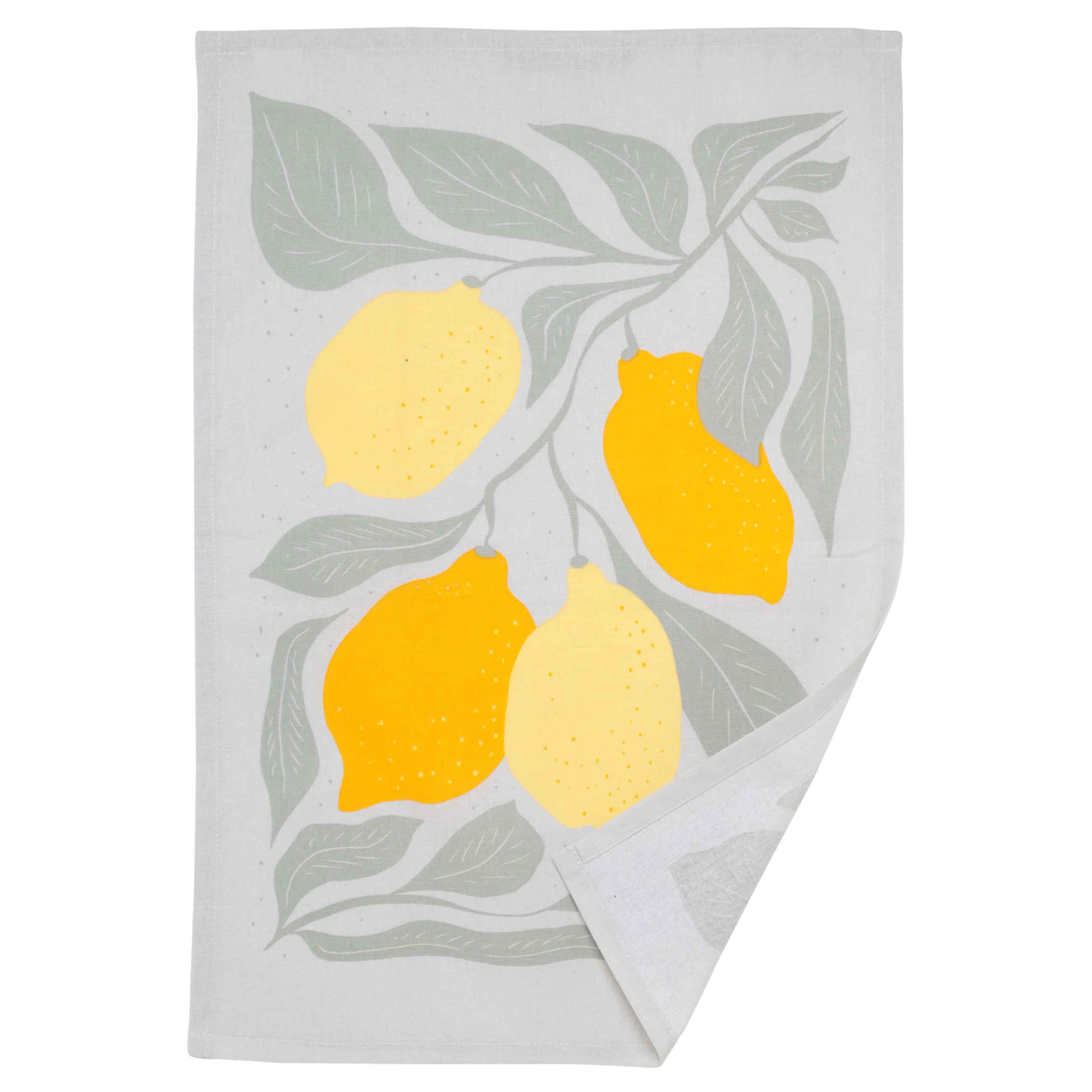 Полотенце кухонное, 40х60 см, хлопок, серое, Лимоны на ветках, Sicily in bloom изображение № 3