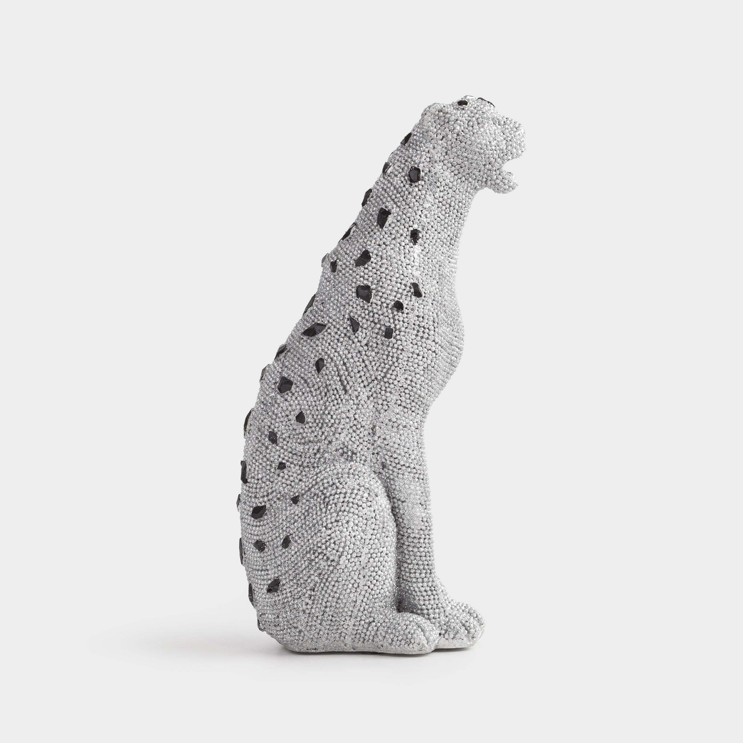 Статуэтка, 27 см, полирезин/стразы, серебристая, Леопард, Leopard, image-3