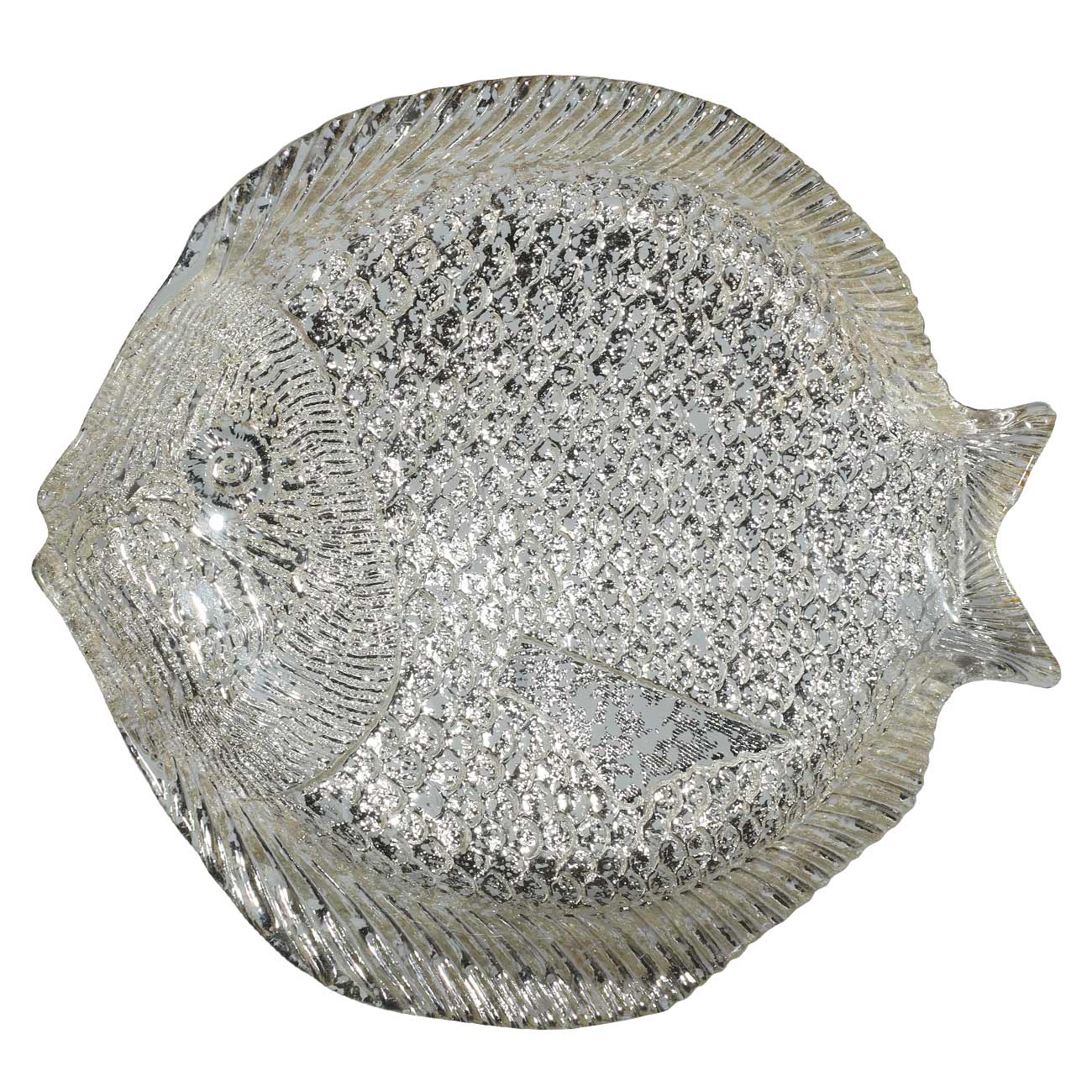 

Блюдо глубокое, 30х3 см, стекло, серебристое, Рыба, Fish print