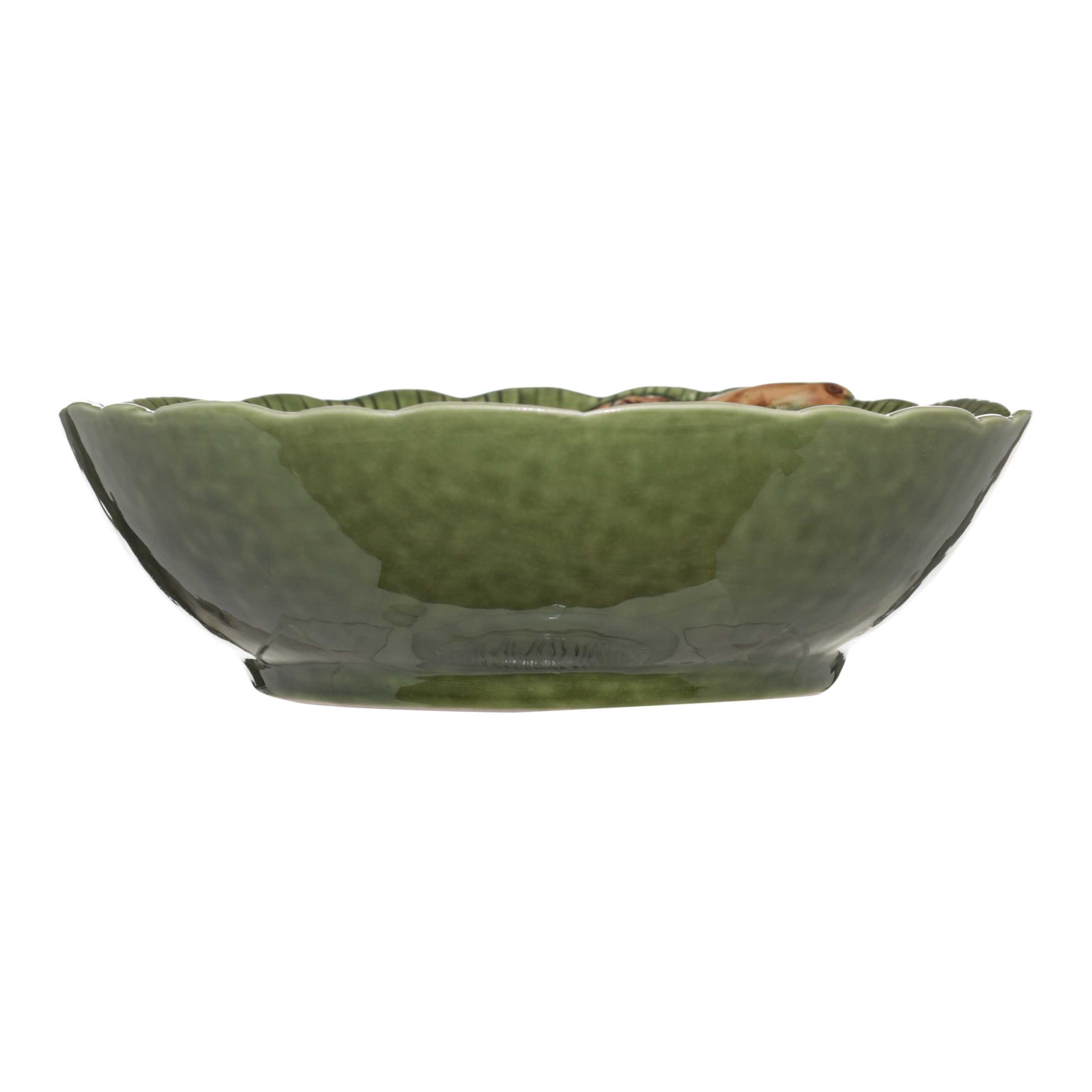 Салатник, 20х6 см, керамика, зеленый, Шишки на листе, Fir cone изображение № 4