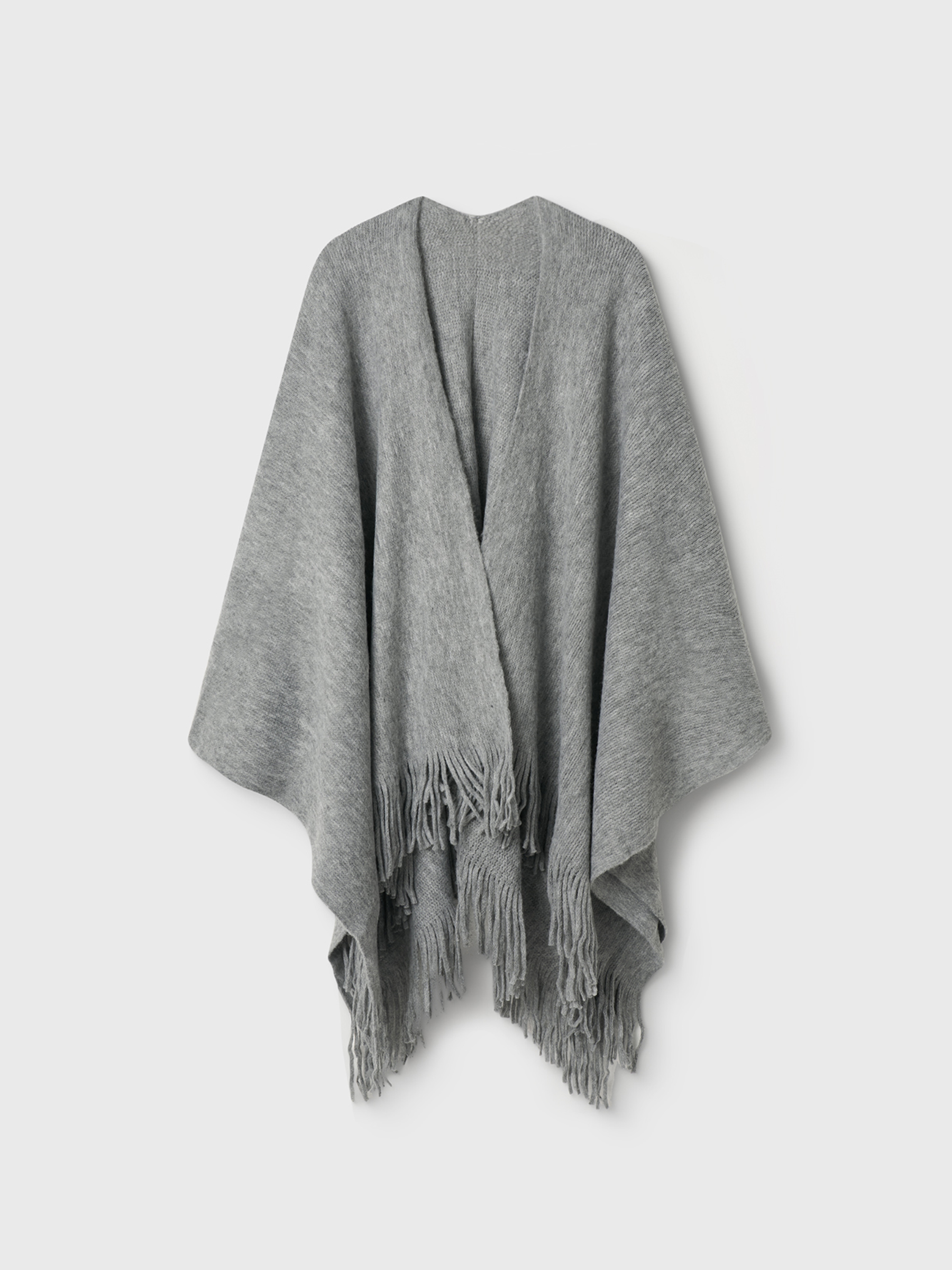 Пончо, 135х150 см, с бахромой, акрил, серое, Poncho, image-8
