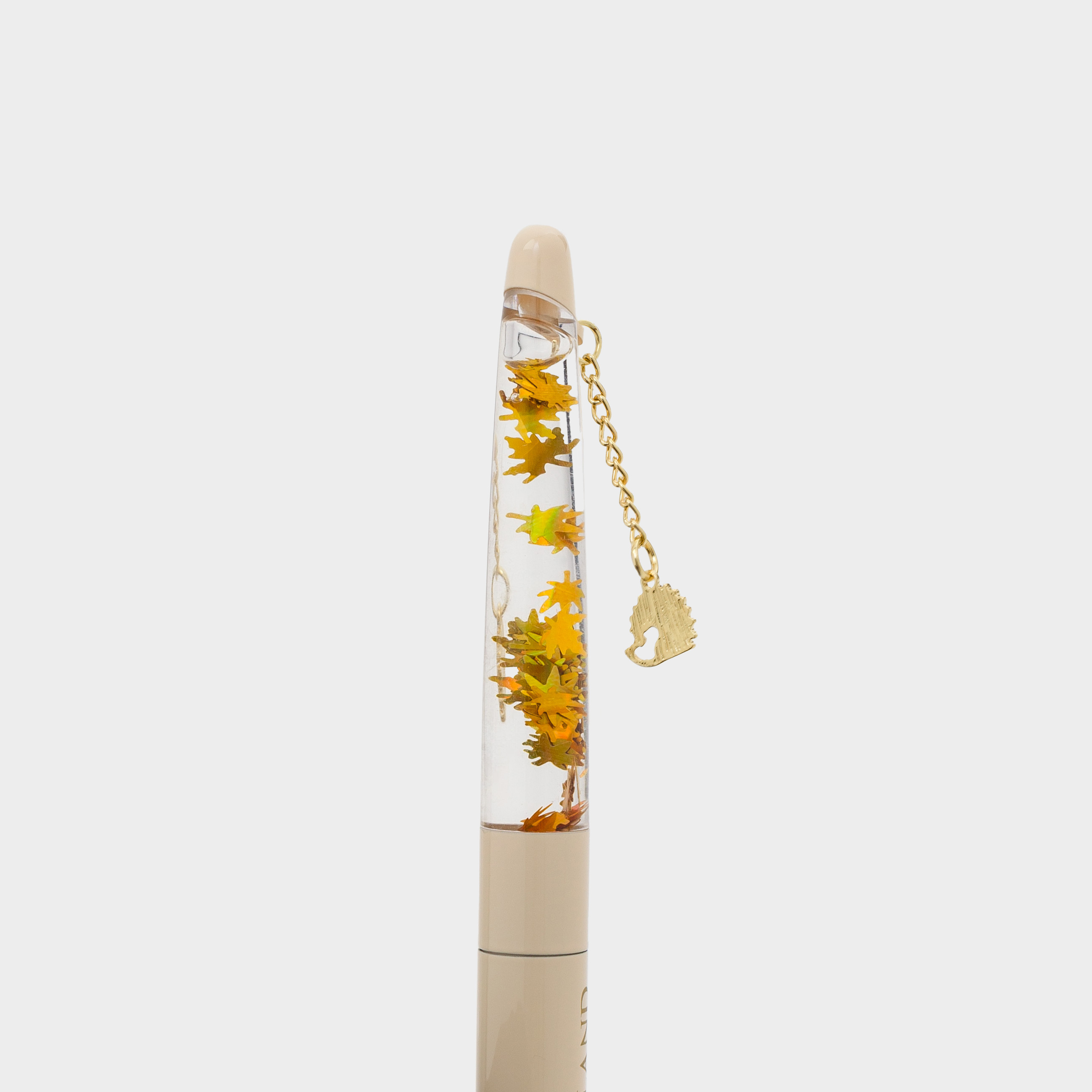 Ручка шариковая, 15 см, с подвеской, металл, бежевая, Ежик, Draw figure