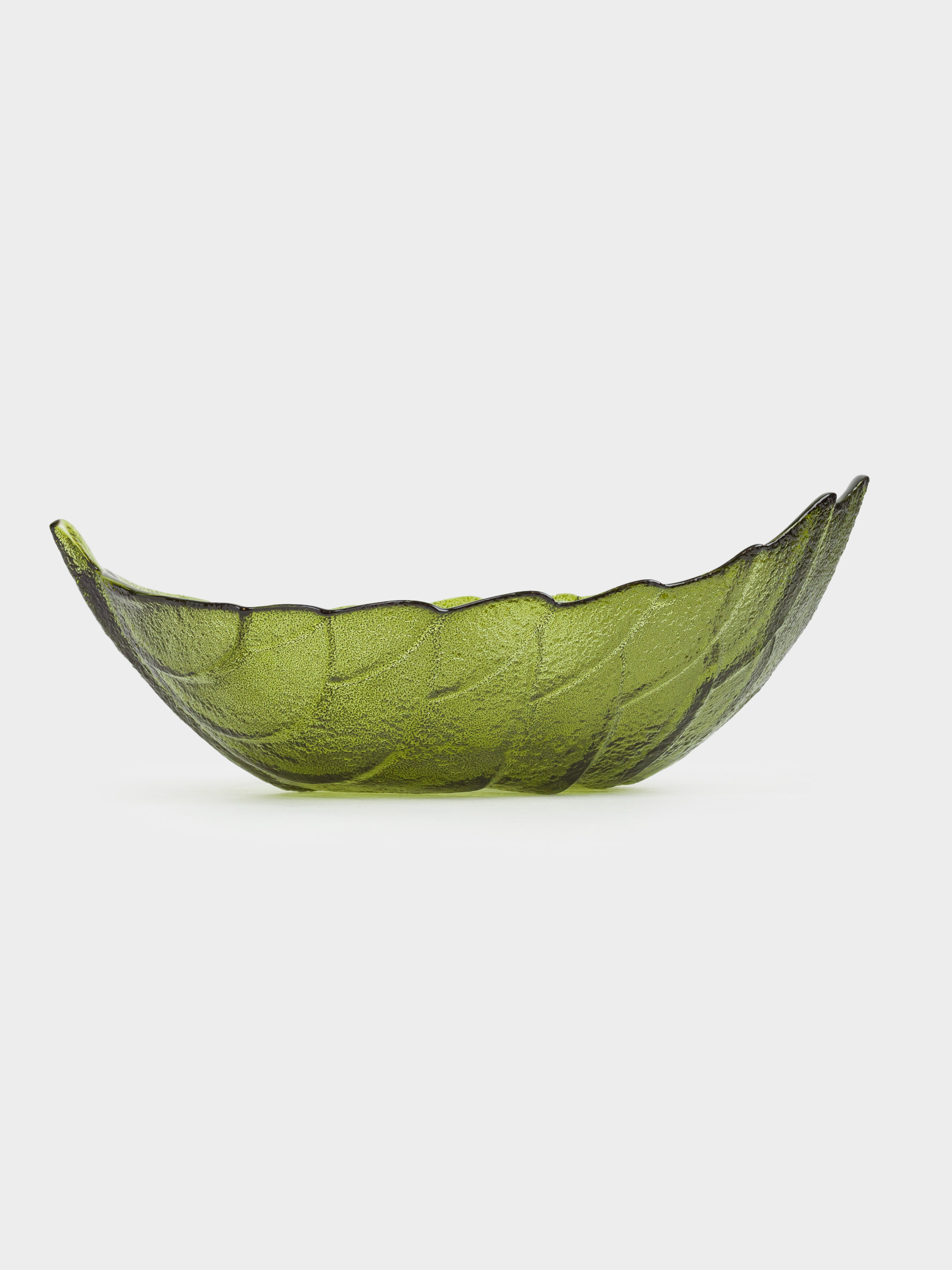 Салатник, 25х10 см, 800 мл, стекло, зеленый, Лист, Curvy, image-3