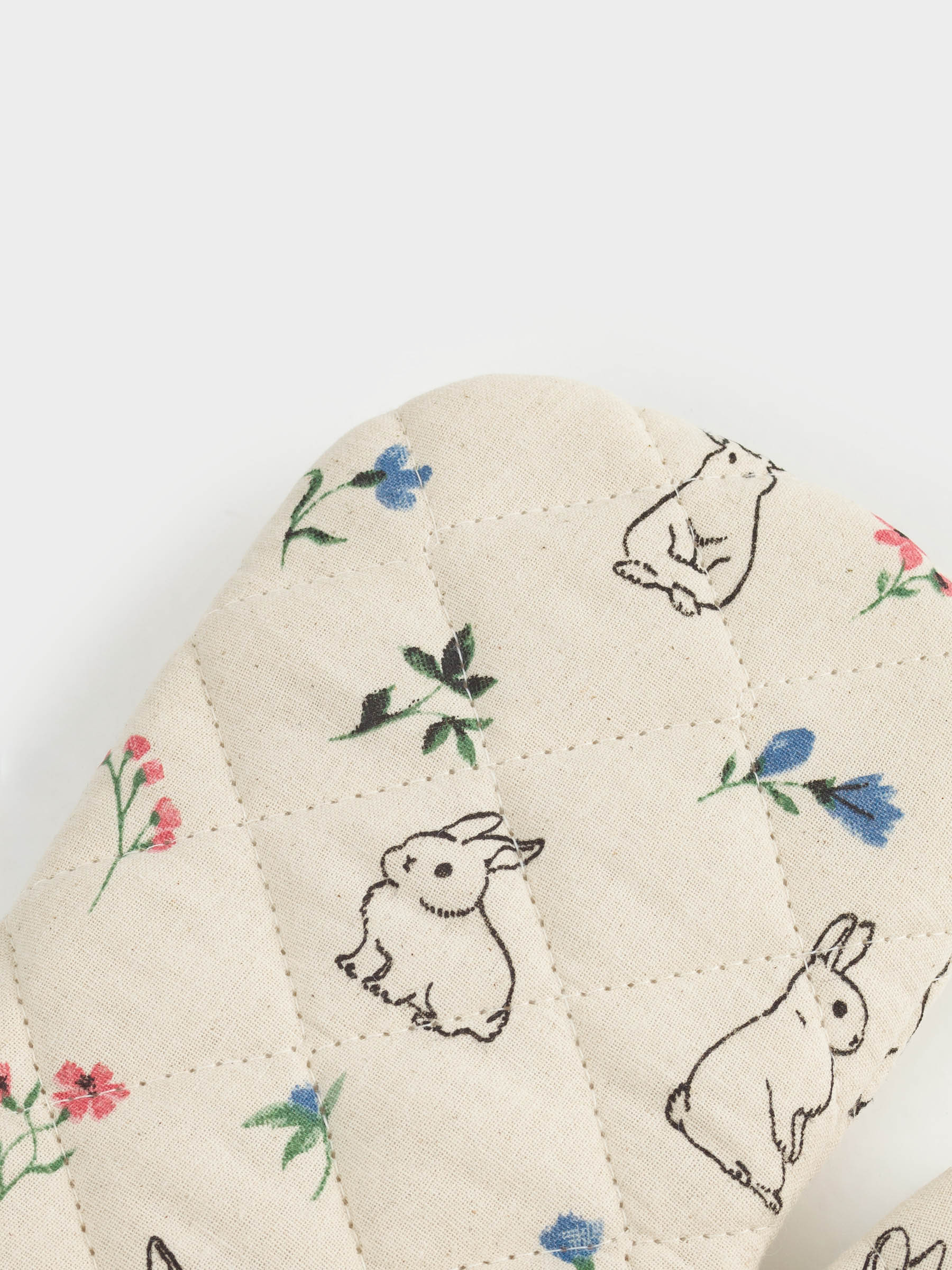Прихватка-варежка, 18x32 см, хлопок, молочная, Кролики и цветы, El flora rabbit, image-2