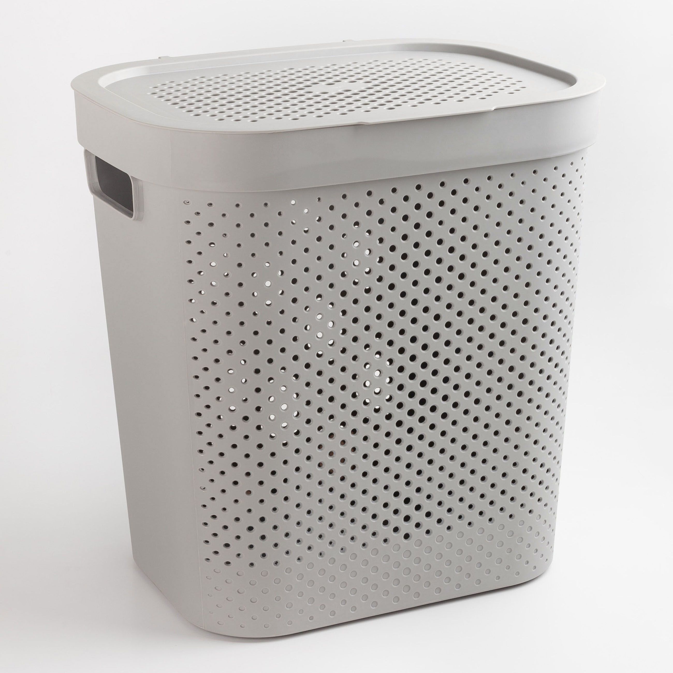Корзина для белья, 44х35х45 см, пластик, прямоугольная, серая, Grating, image-2