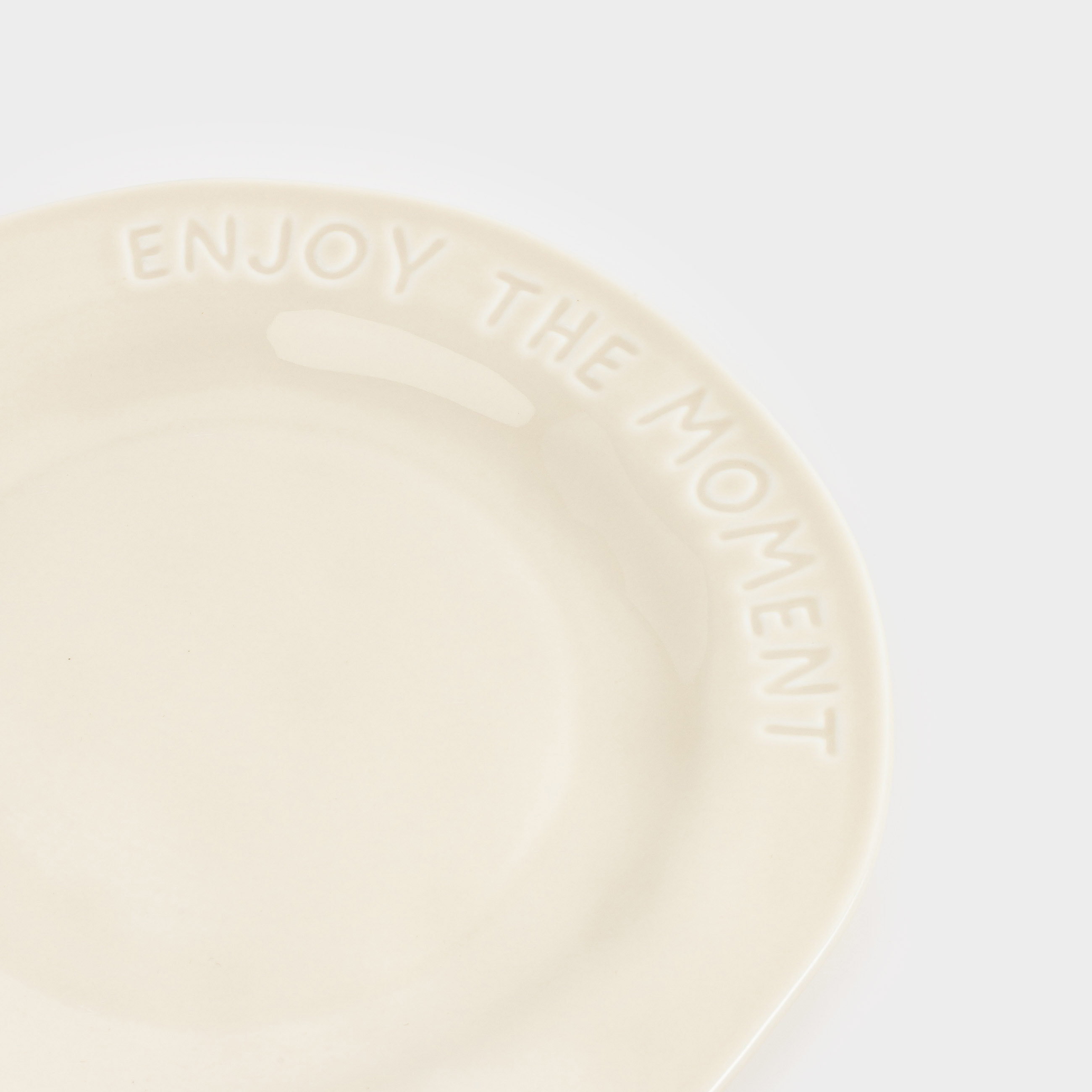 Тарелка обеденная, 27 см, фарфор P, молочная, Enjoy the moment, Crumple words, image-3