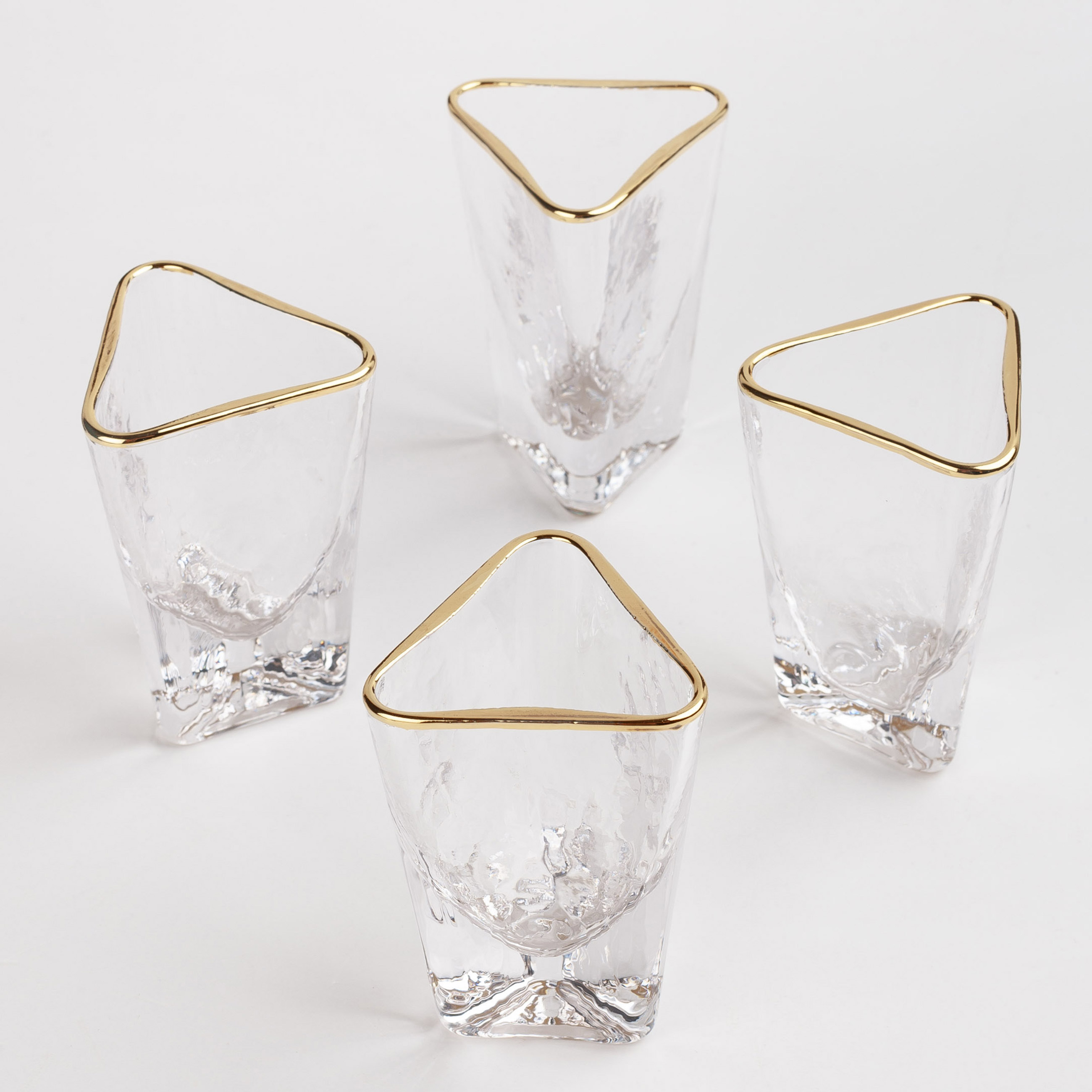 Стопка для водки, 40 мл, 4 шт, стекло, золотистый кант, Triangle Gold