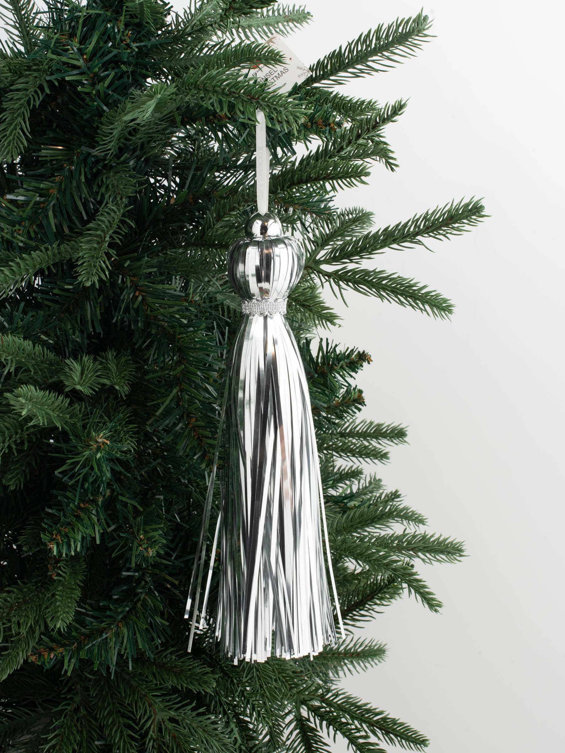 Игрушка елочная, 23 см, мишура/пластик, серебристая, Кисточка, Tinsel christmas, image-4