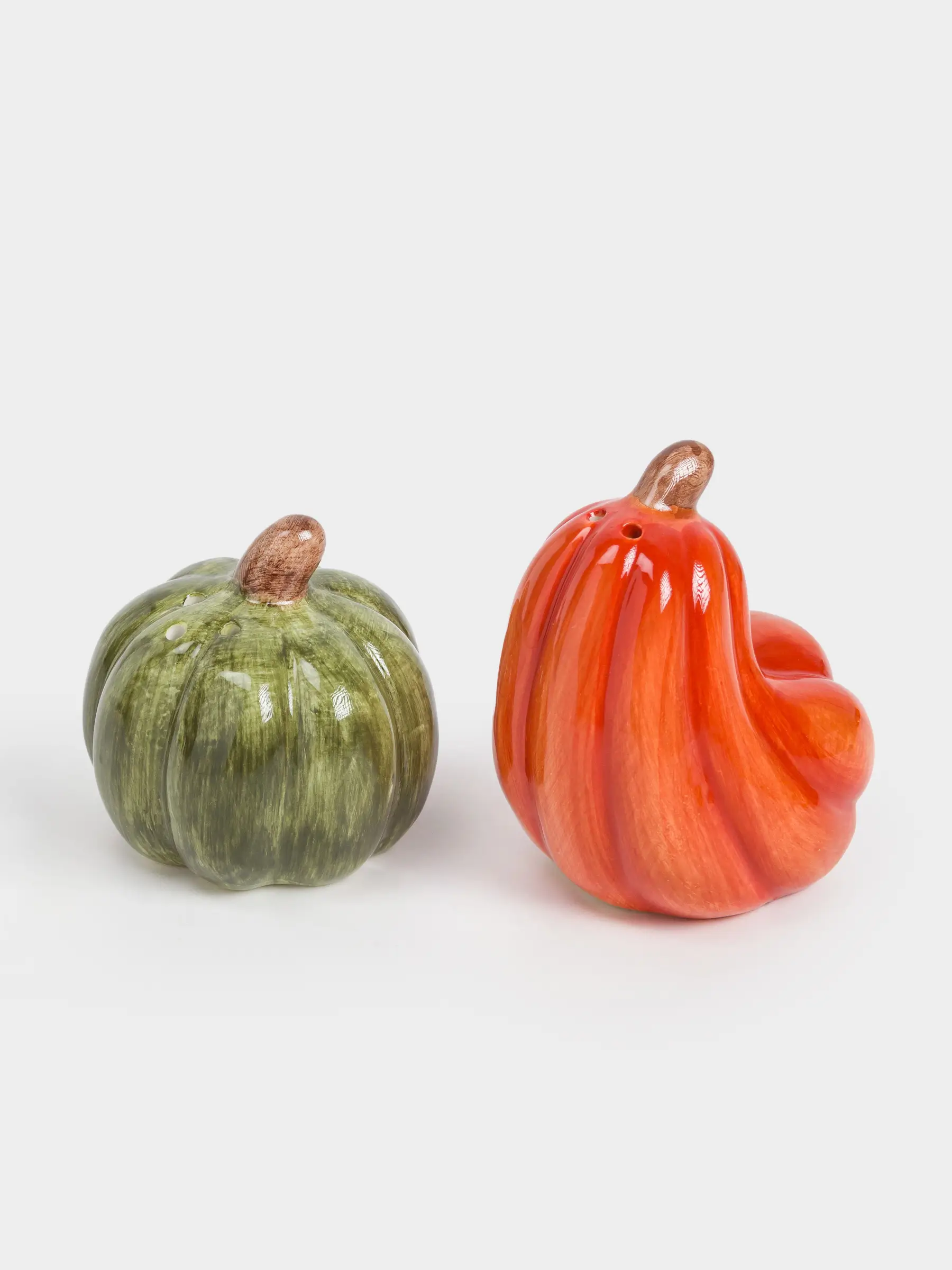 Набор для соли и перца, 8 см, керамика, оранжевый/зеленый, Тыквы, Forest symphony, image-0
