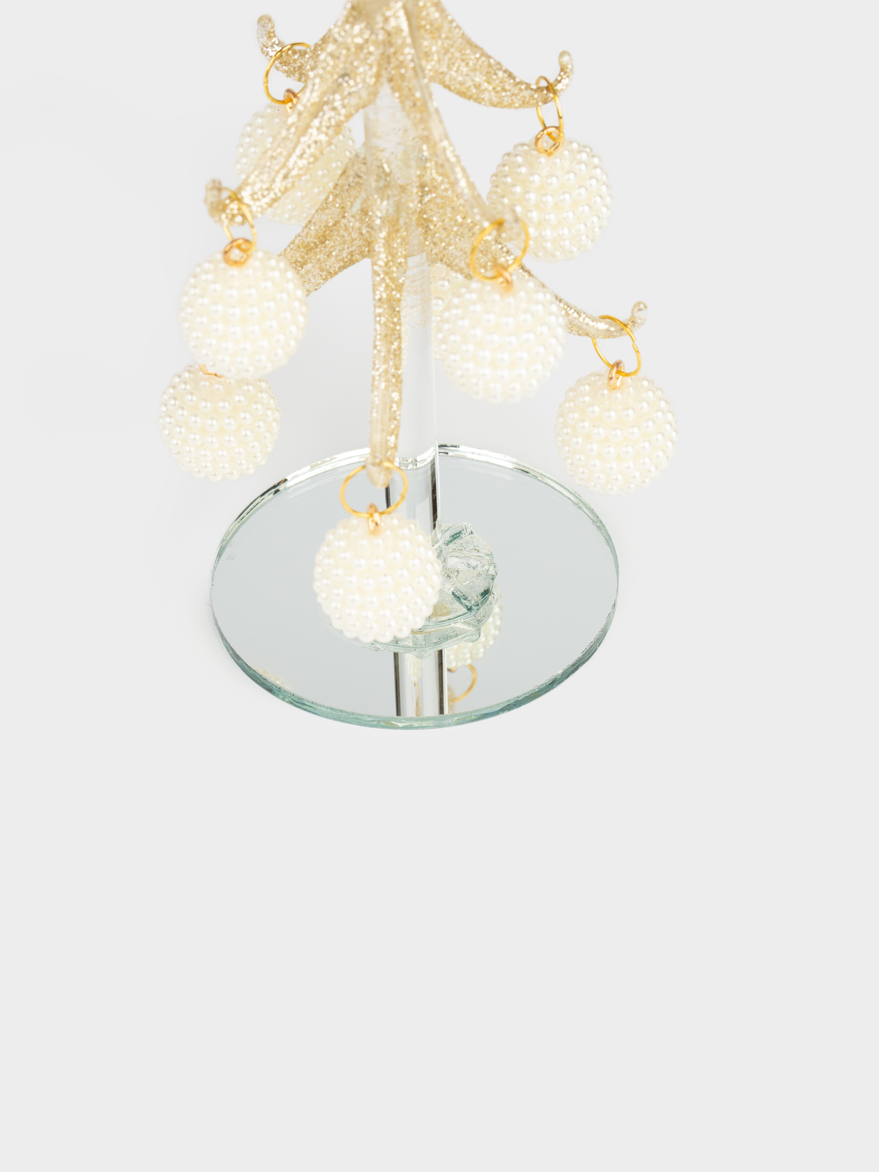 Статуэтка, 15 см, с подвесками, стекло, золотистая, Ель с шишками, Christmas vitreous, image-2