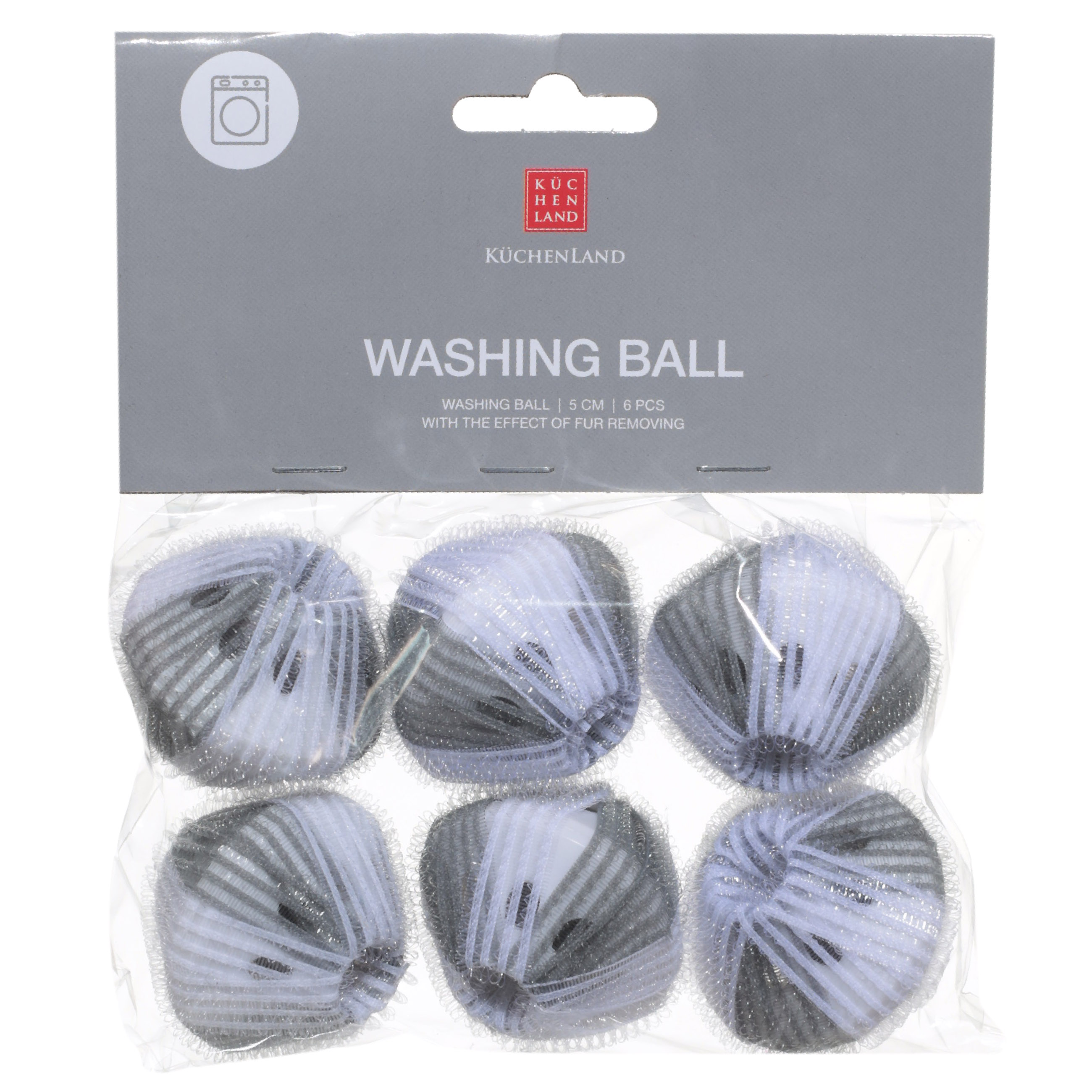 Шарик для стирки, 5 см, 6 шт, с эффектом сбора шерсти, нейлон, серый, Washing ball изображение № 2