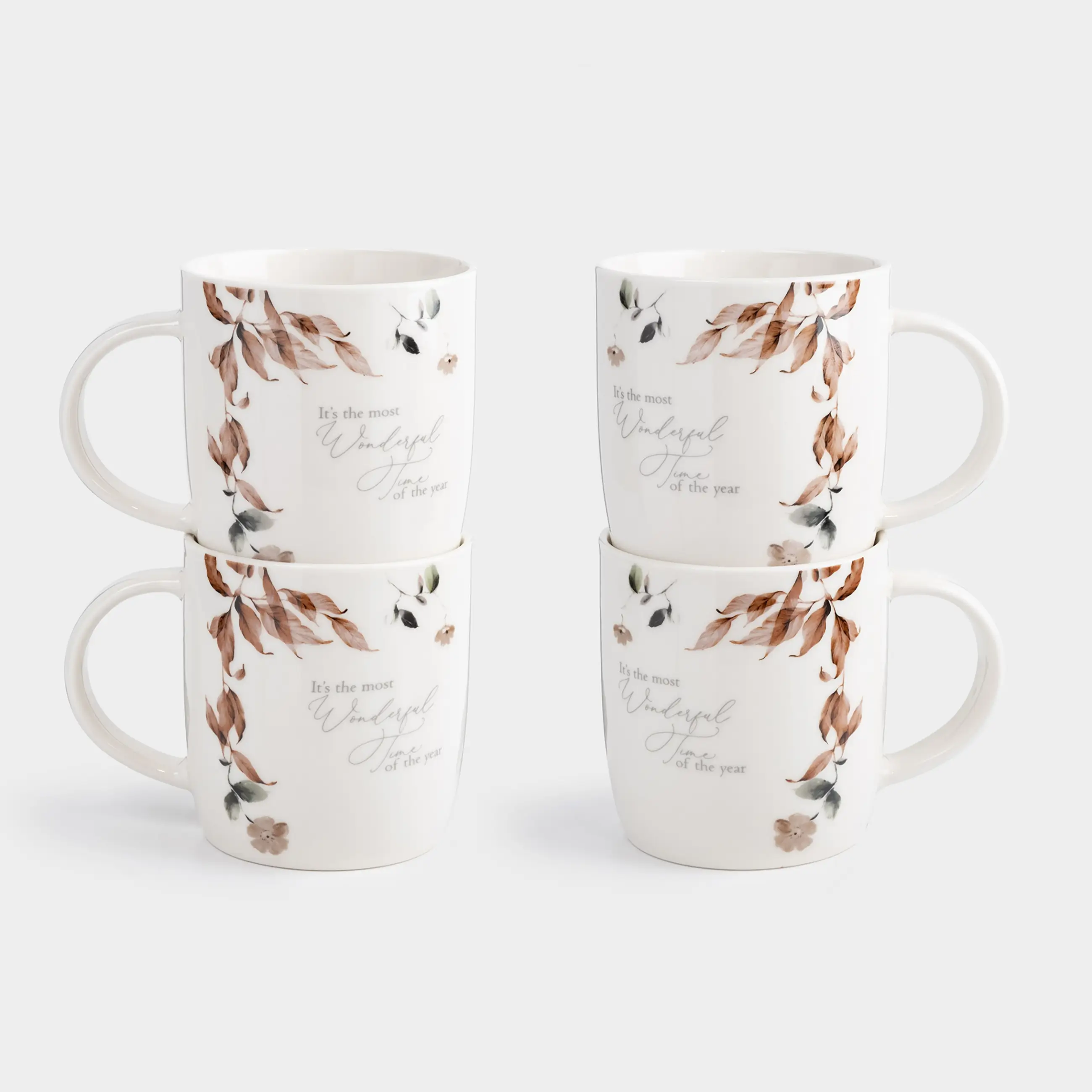 Кружка, 360 мл, 4 шт, фарфор N, Осенние цветы, Refined floral