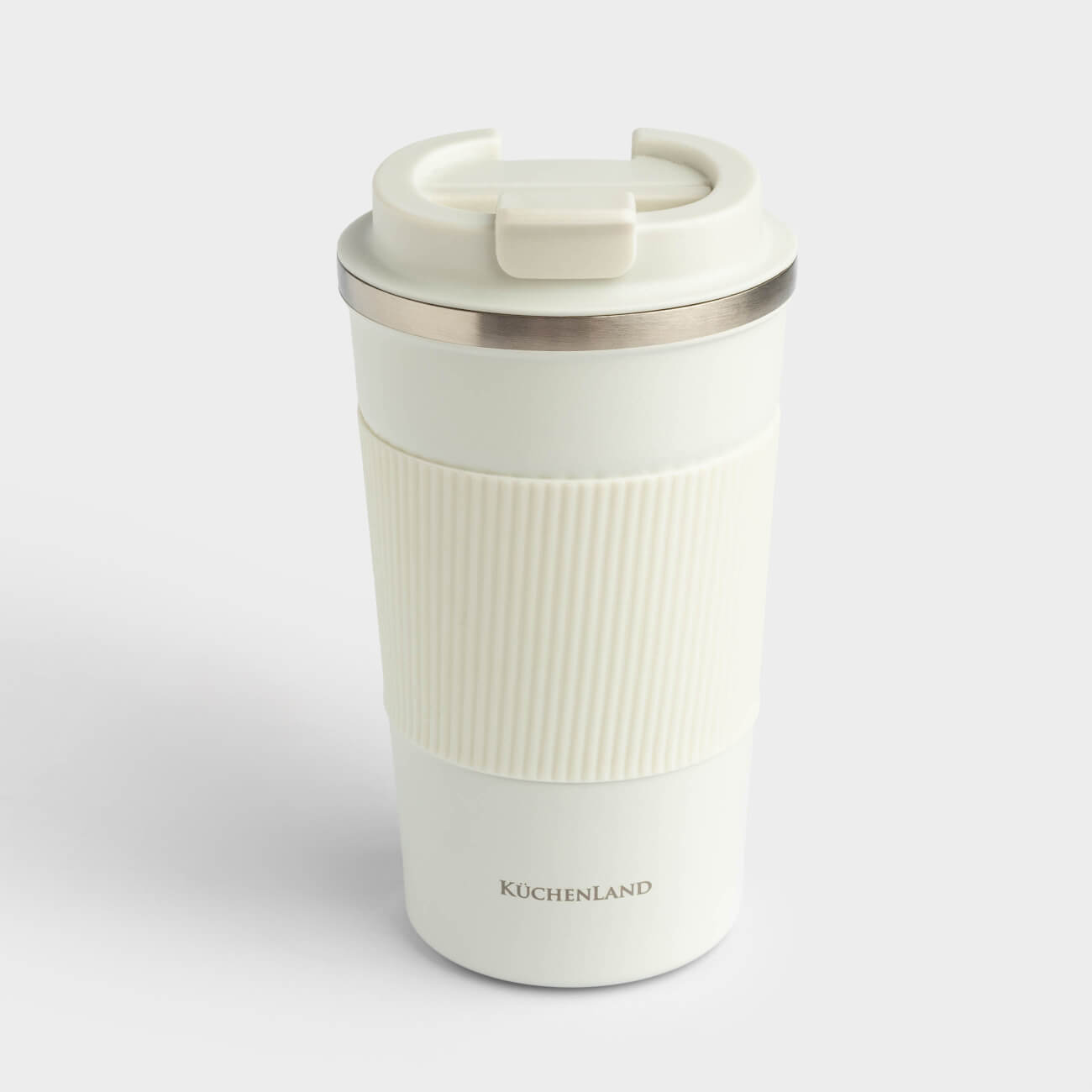 Термокружка, 450 мл, с зарфом, сталь/пластик/силикон, бежевая, Coffee life, image-0