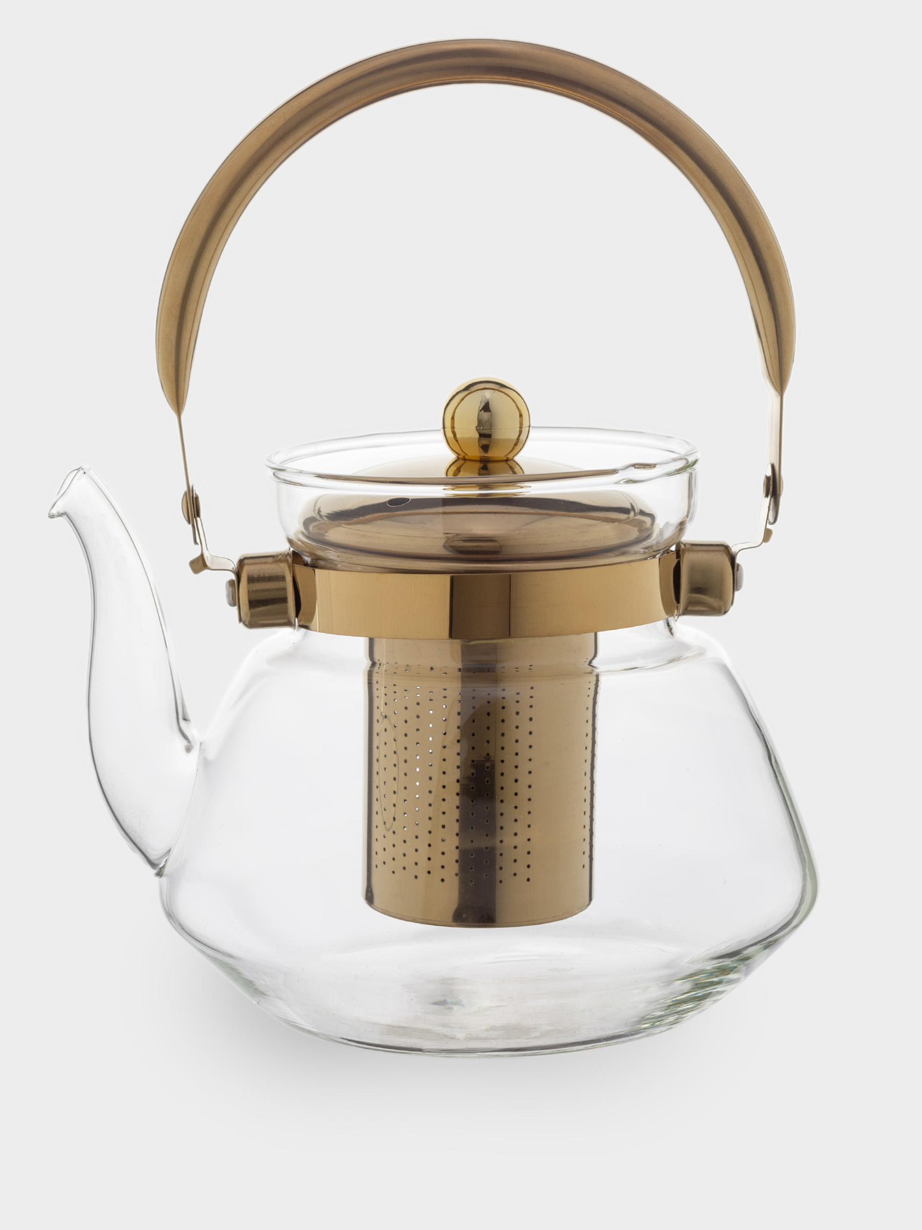 Чайник заварочный, 1,3 л, стекло Б/сталь, золотистый, Classic gold, image-0