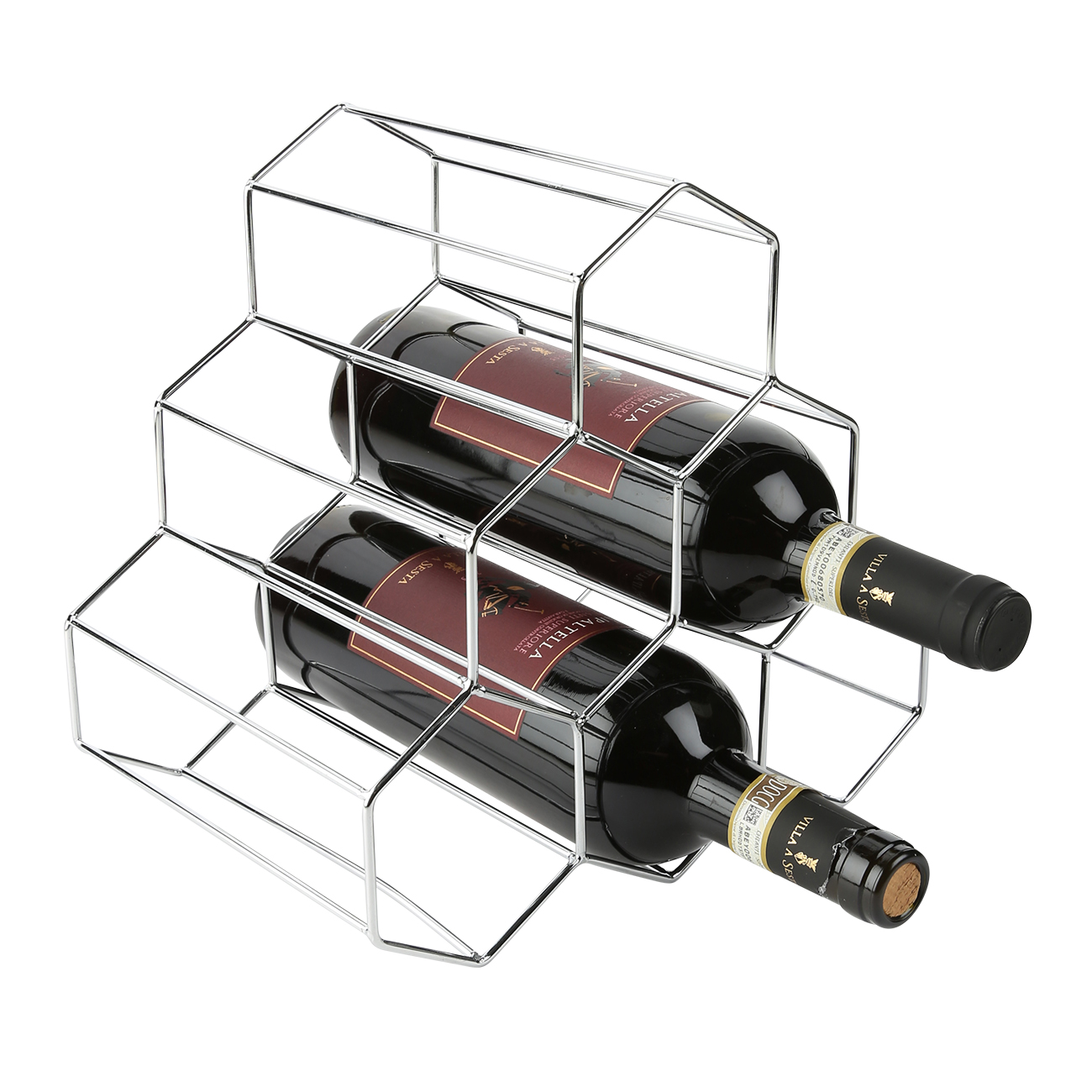 Подставка для винных бутылок, 26х18 см, 6 отд, сталь, серебристая, Соты, Trend изображение № 2