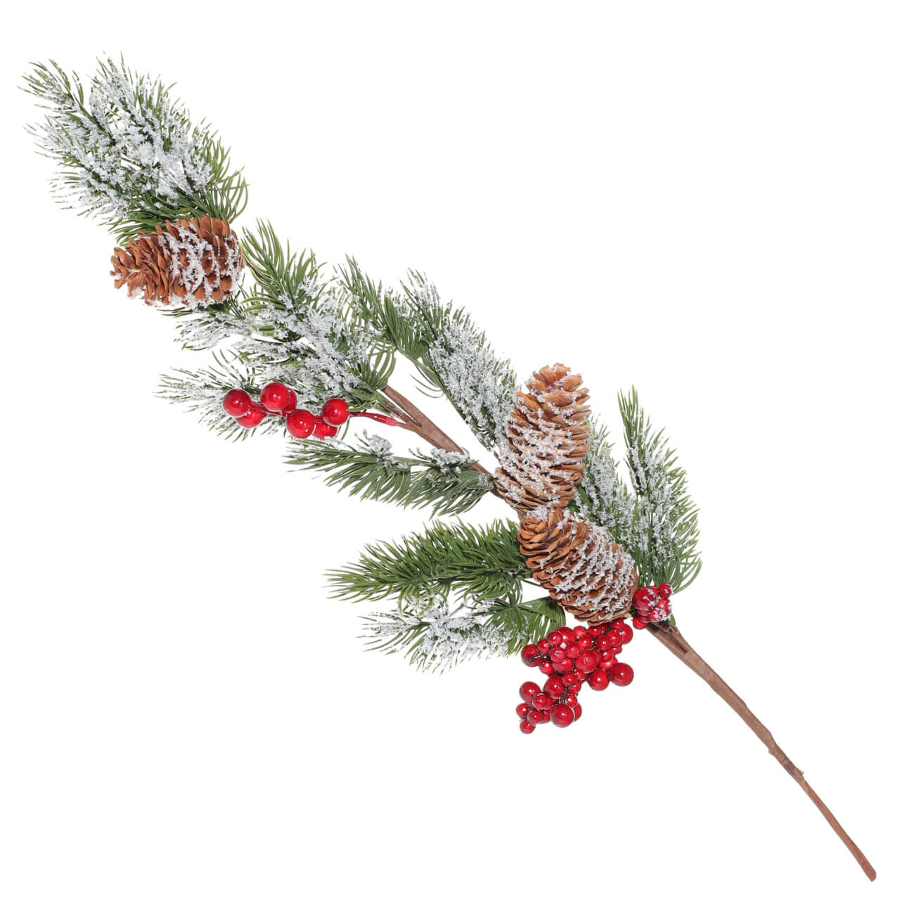 

Ветка декоративная, 69 см, пенопласт, Красные ягоды и шишки, Winter berry