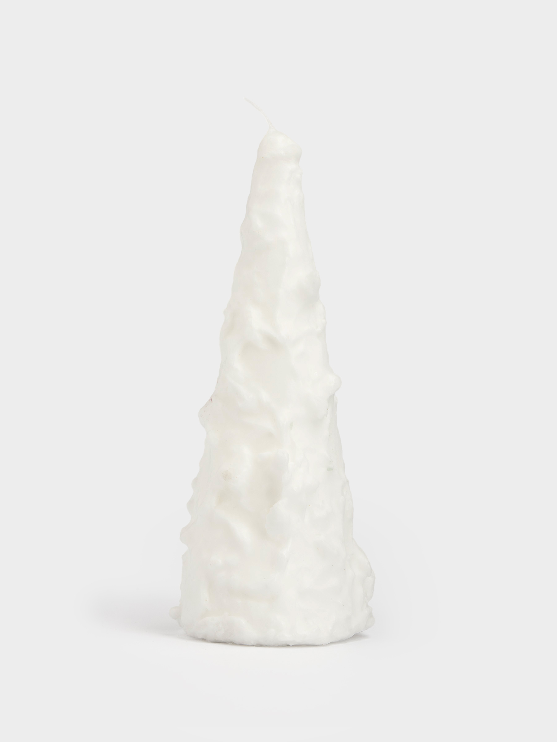 Свеча, 6x15 см, белая, Застывший снег на елке, Snowy candle, image-1
