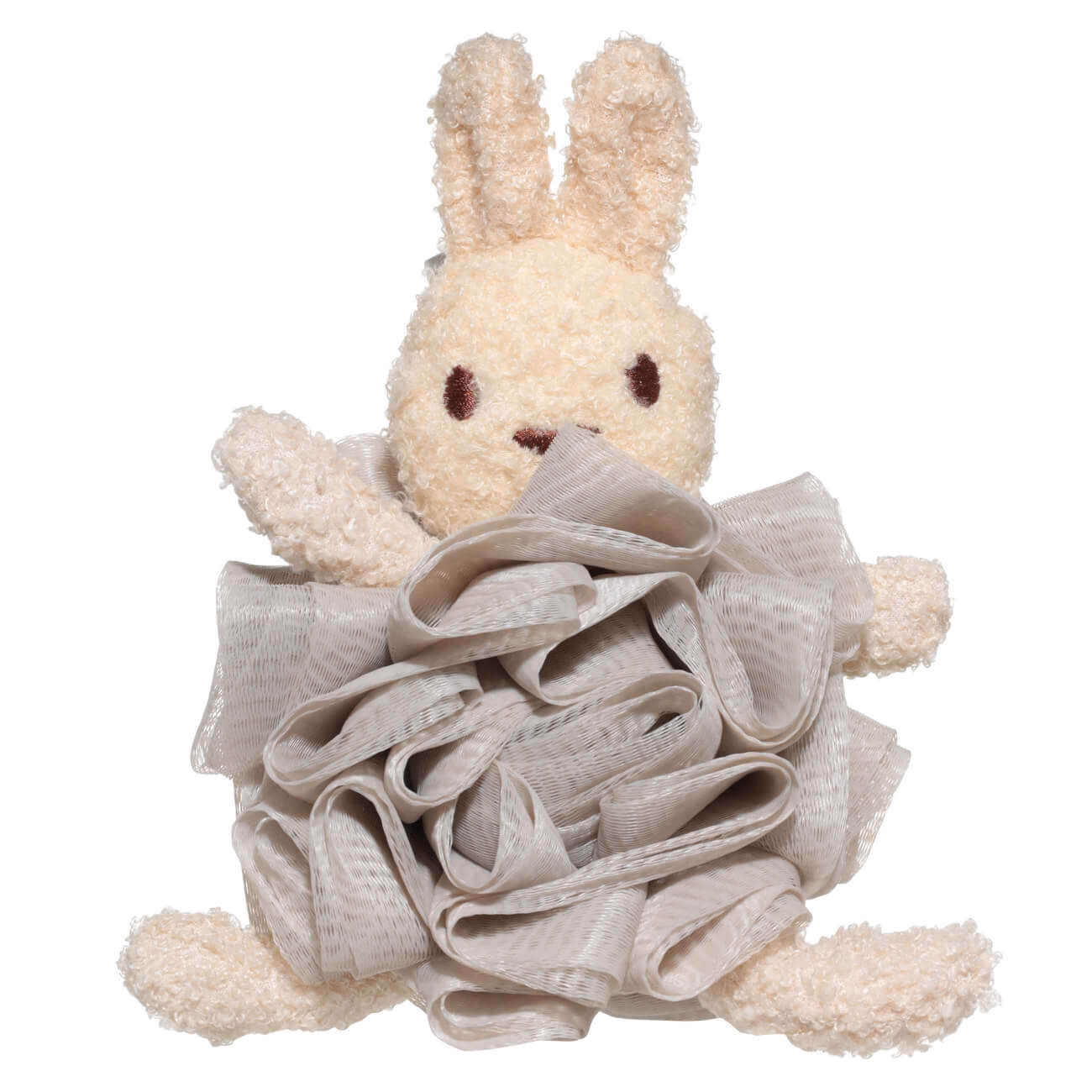 Мочалка для мытья тела, 17х14 см, детская, полиэтилен/полиэстер, бежевая, Зайчик, Rabbit игрушка 21 см мягкая полиэстер бежевая крольчиха в платье rabbit