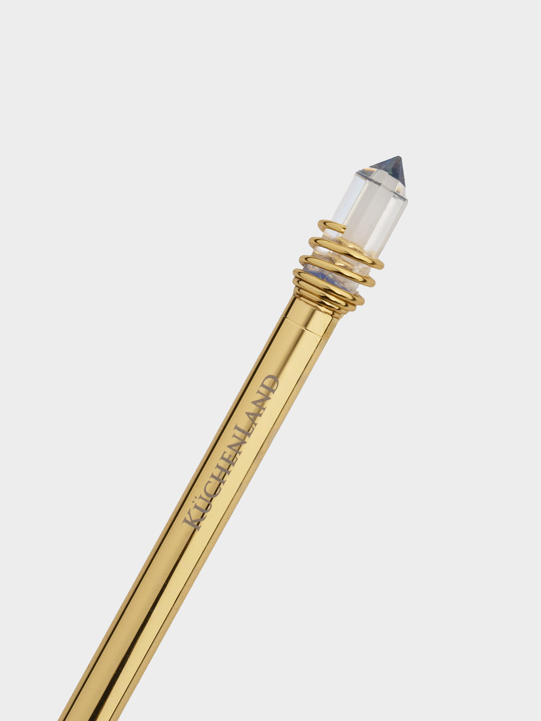 Ручка шариковая, 16 см, с фигуркой, металл, золотистая, Кристалл на пружине, Draw figure, image-2