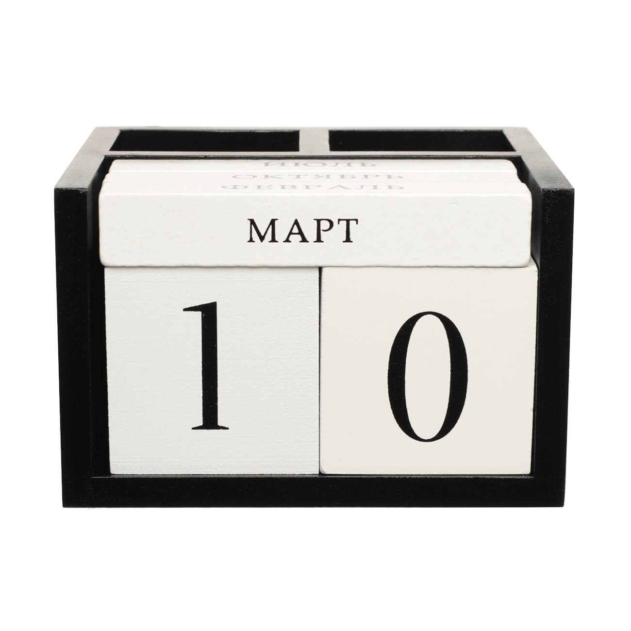 Календарь настольный, 14х13 см, с кубиками, с подставками для ручек, МДФ, черно-белый, B&W календарь настольный дерево сова с большими глазами 15х5х7 5 см