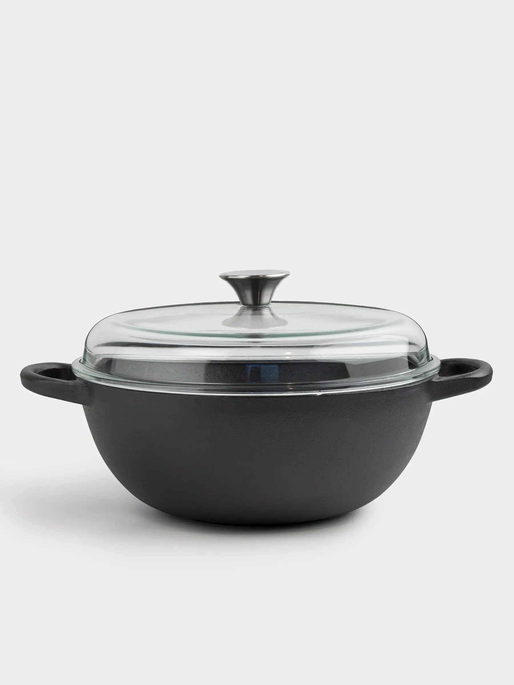 Казан, 27 см, 3,5 л, с крышкой, чугун/стекло Т, черный, Authentic