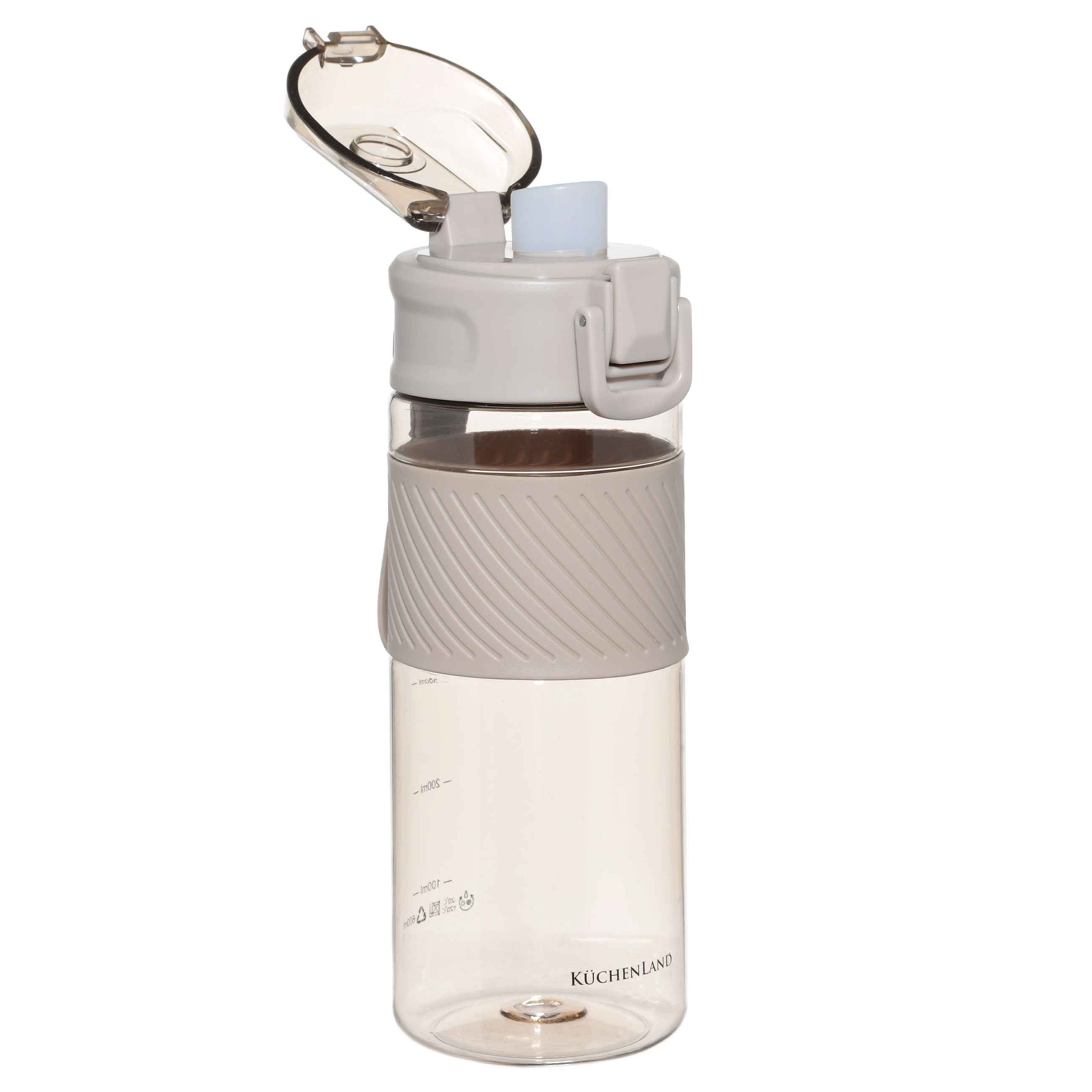 Бутылка для воды, 600 мл, пластик/силикон, бежевая, Sport изображение № 5