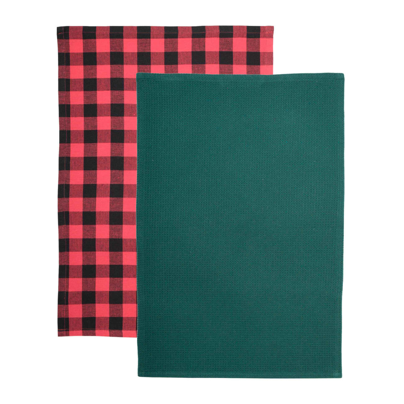 Полотенце кухонное, 40x60 см, 2 шт, хлопок, зеленое/красно-черное, Christmas classic изображение № 1