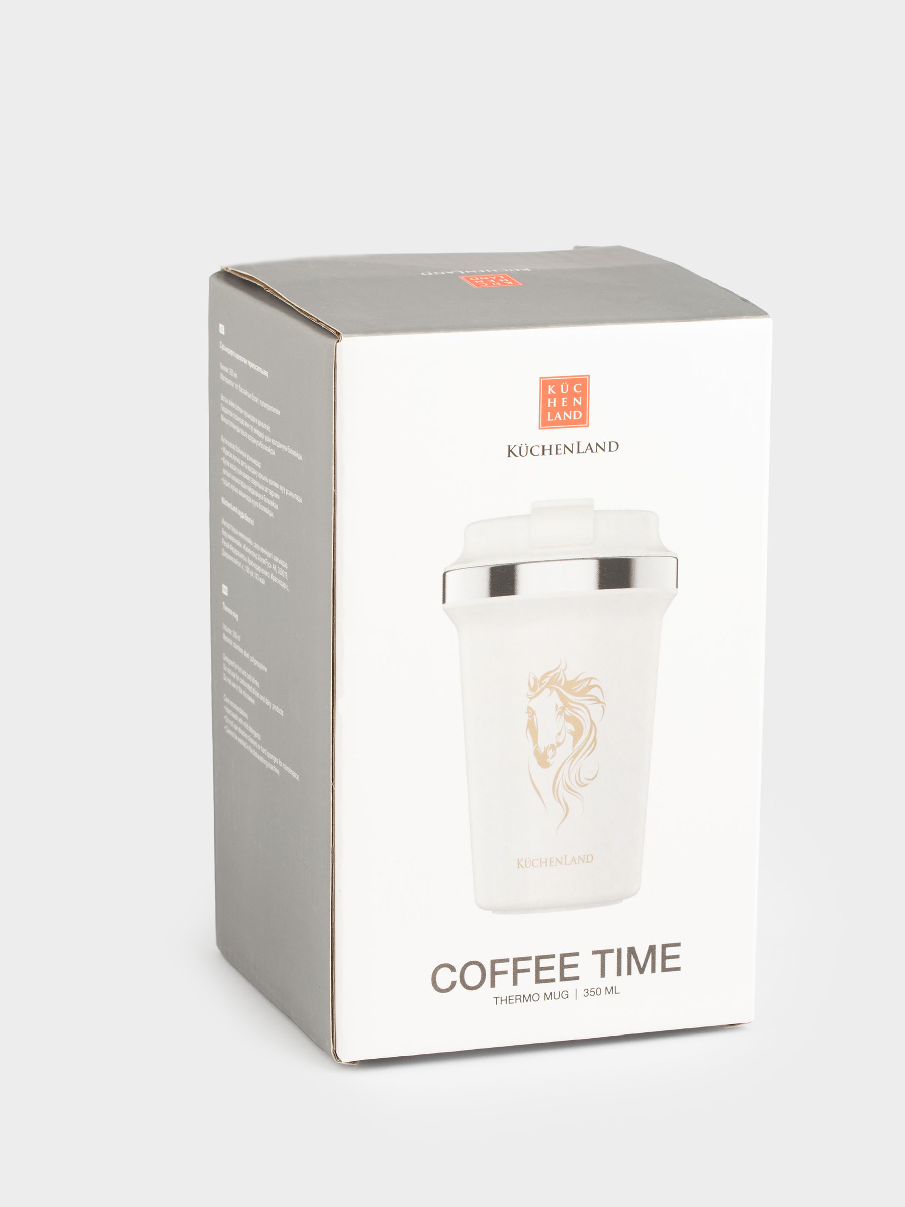 Термокружка, 350 мл, сталь/пластик, белая, Лошадь, Coffee time, image-8