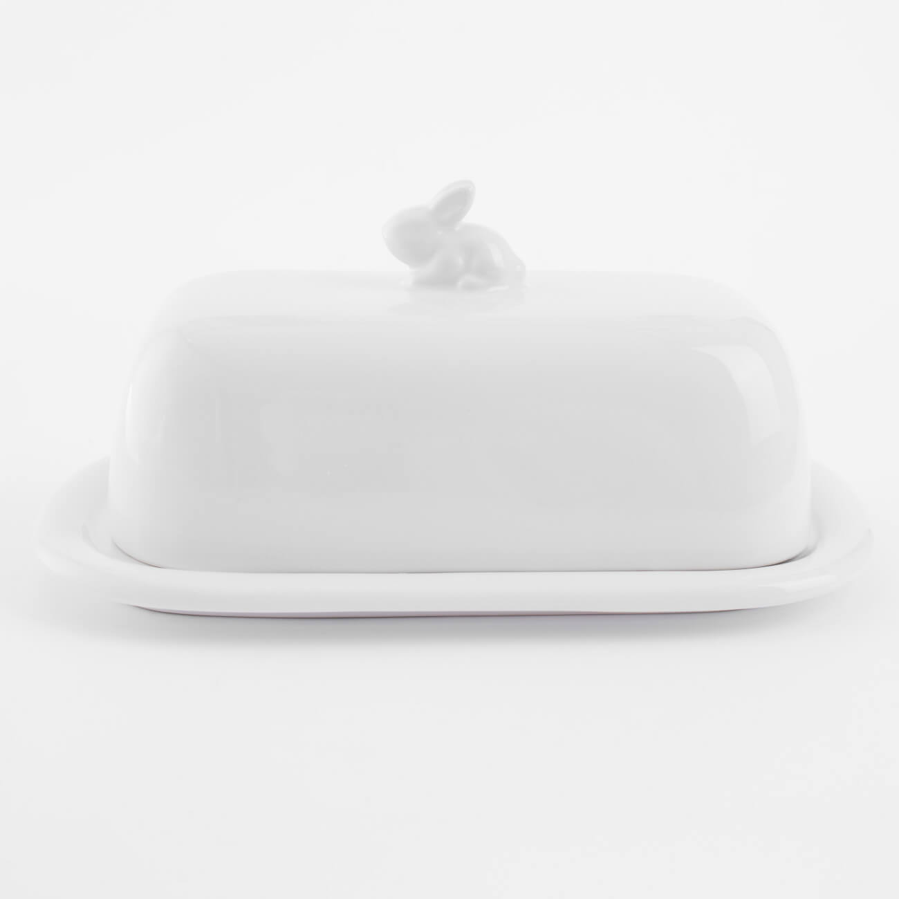 

Масленка, 22 см, керамика, прямоугольная, белая, Кролик, Easter gold