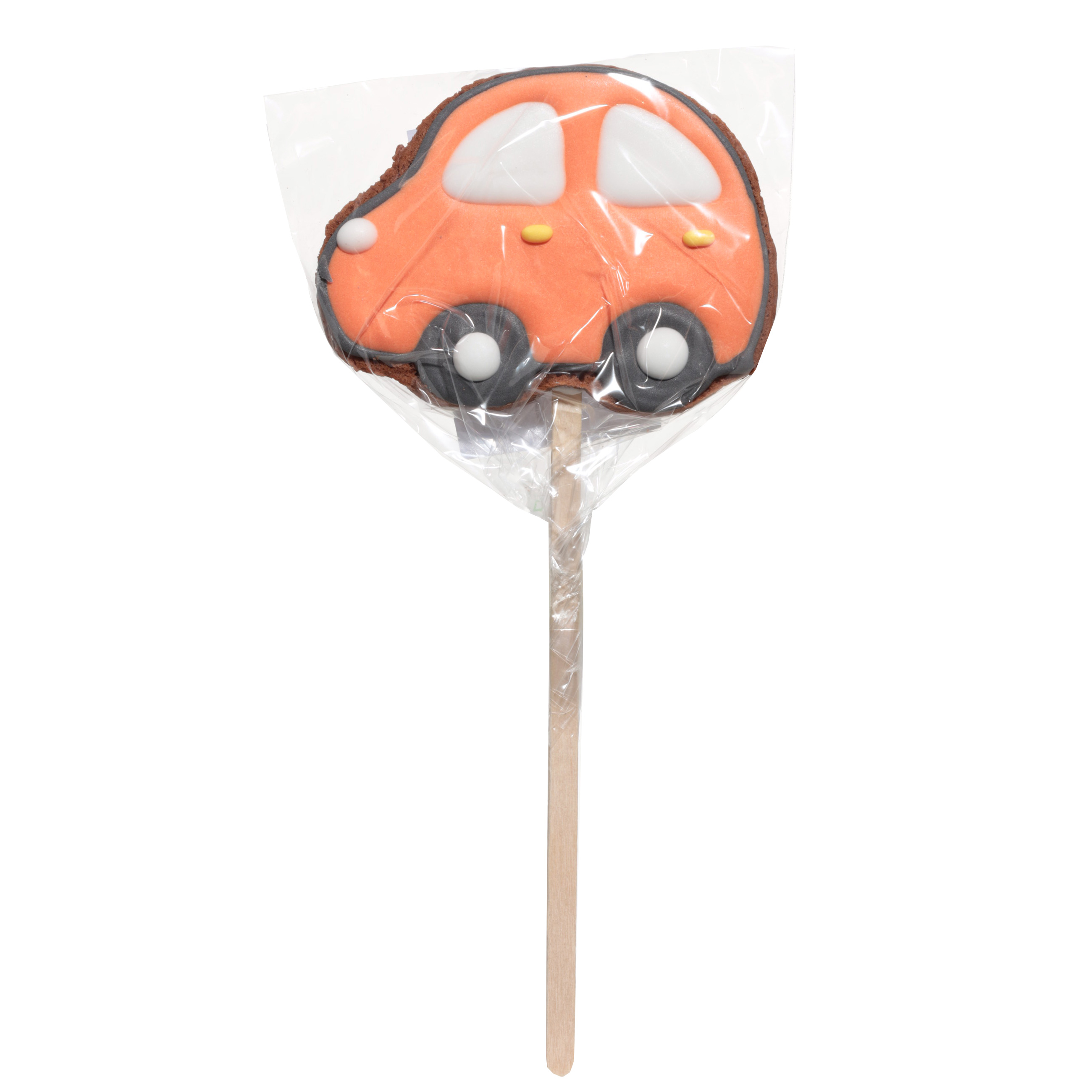 Пряник, 40 гр, глазированный, шоколадный, на палочке, оранжевый, Машина, Prani изображение № 3