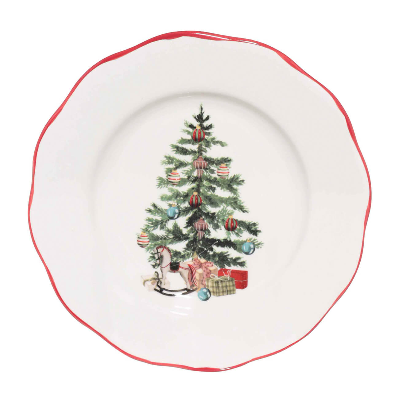 Тарелка закусочная, 20 см, керамика, Лошадка с елкой, Christmas tree