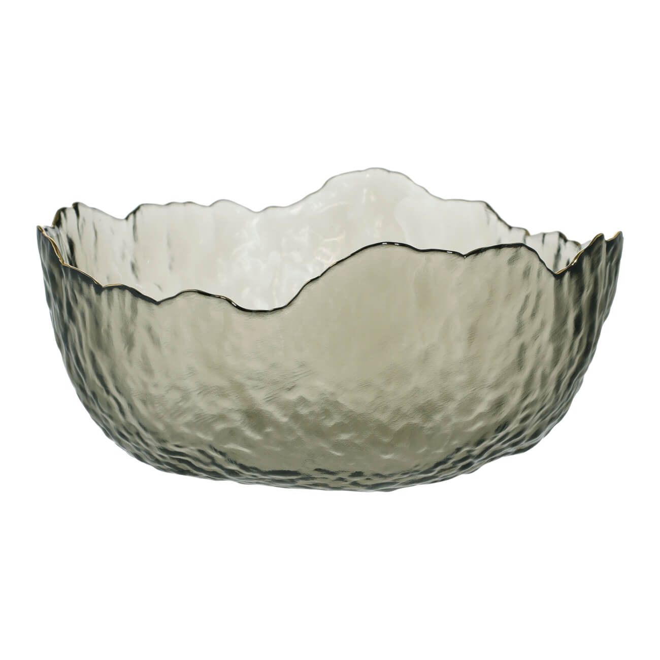 Салатник, 17х7 см, стекло, с золотистым кантом, серый, Nautilus color