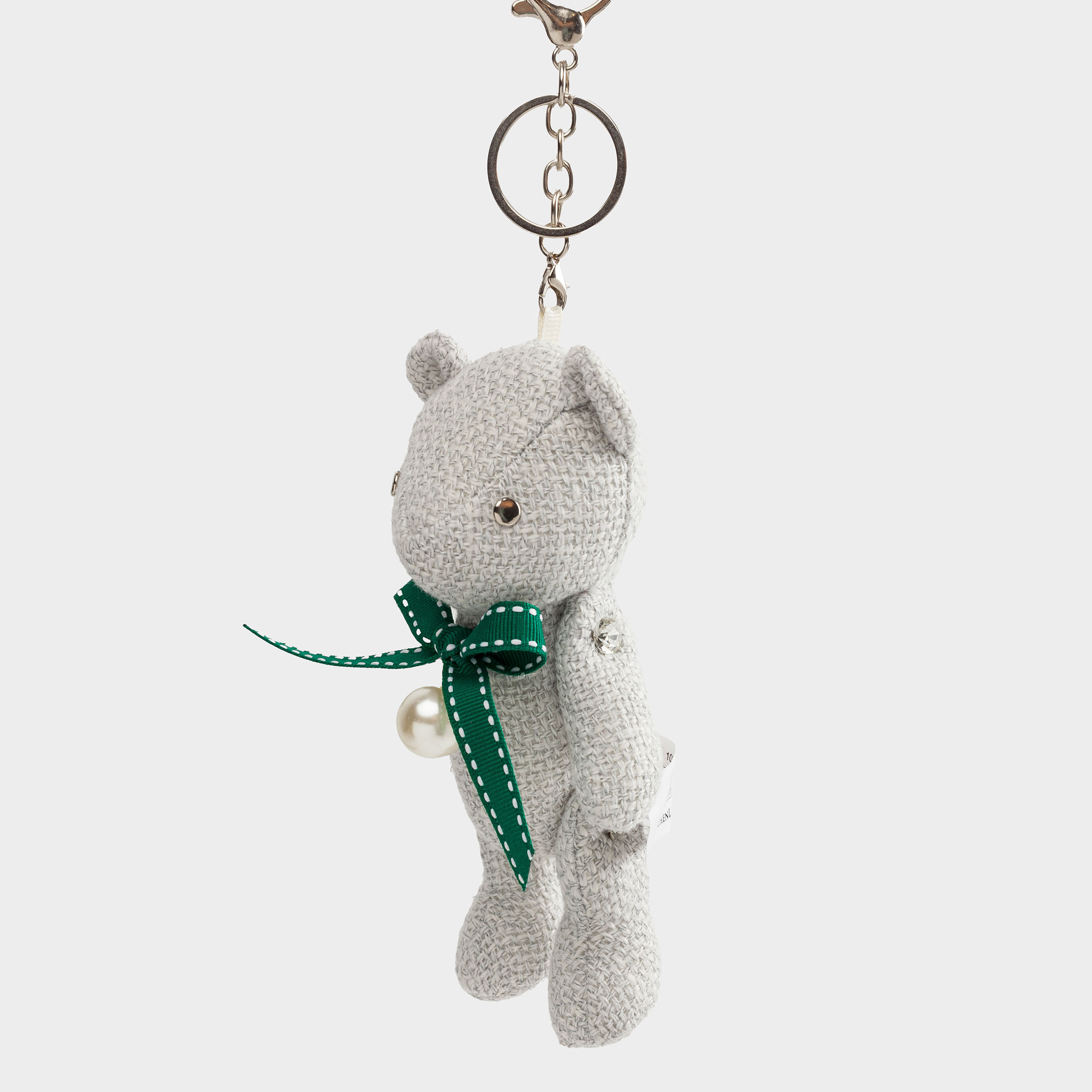 Брелок, 12 см, мягкий, полиэстер/металл, серый, Мишка, Bear, image-1