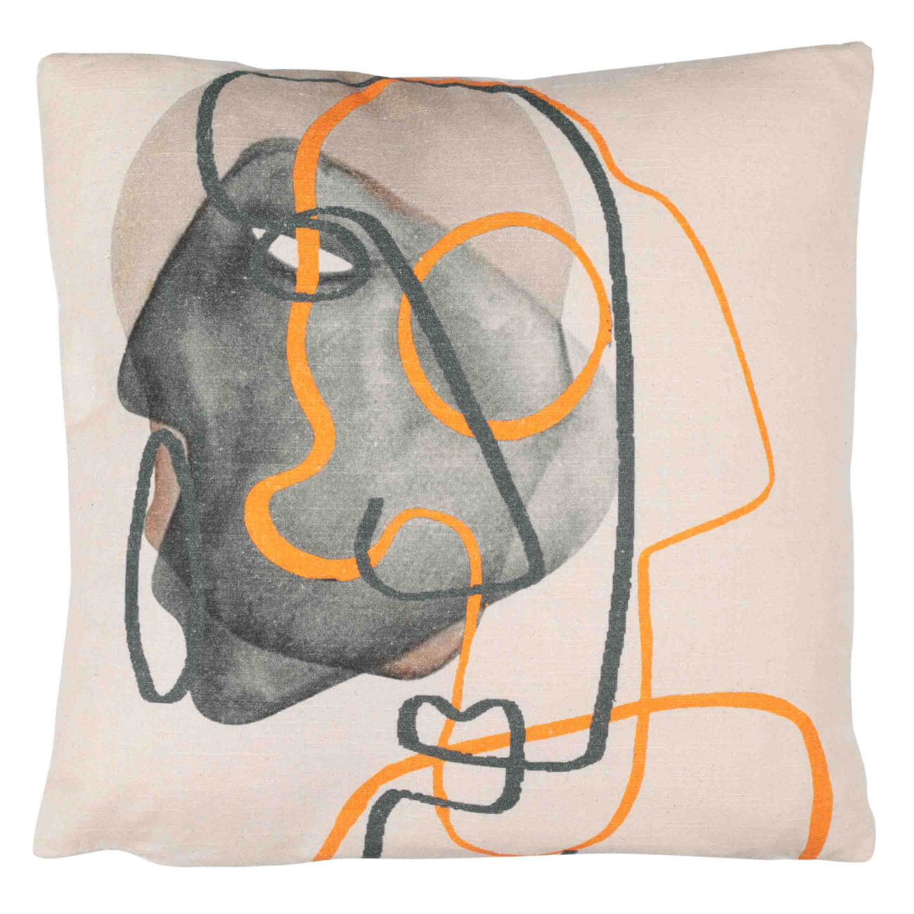 

Подушка декоративная, 45х45 см, хлопок, бежевая, Лицо и абстракция, Face