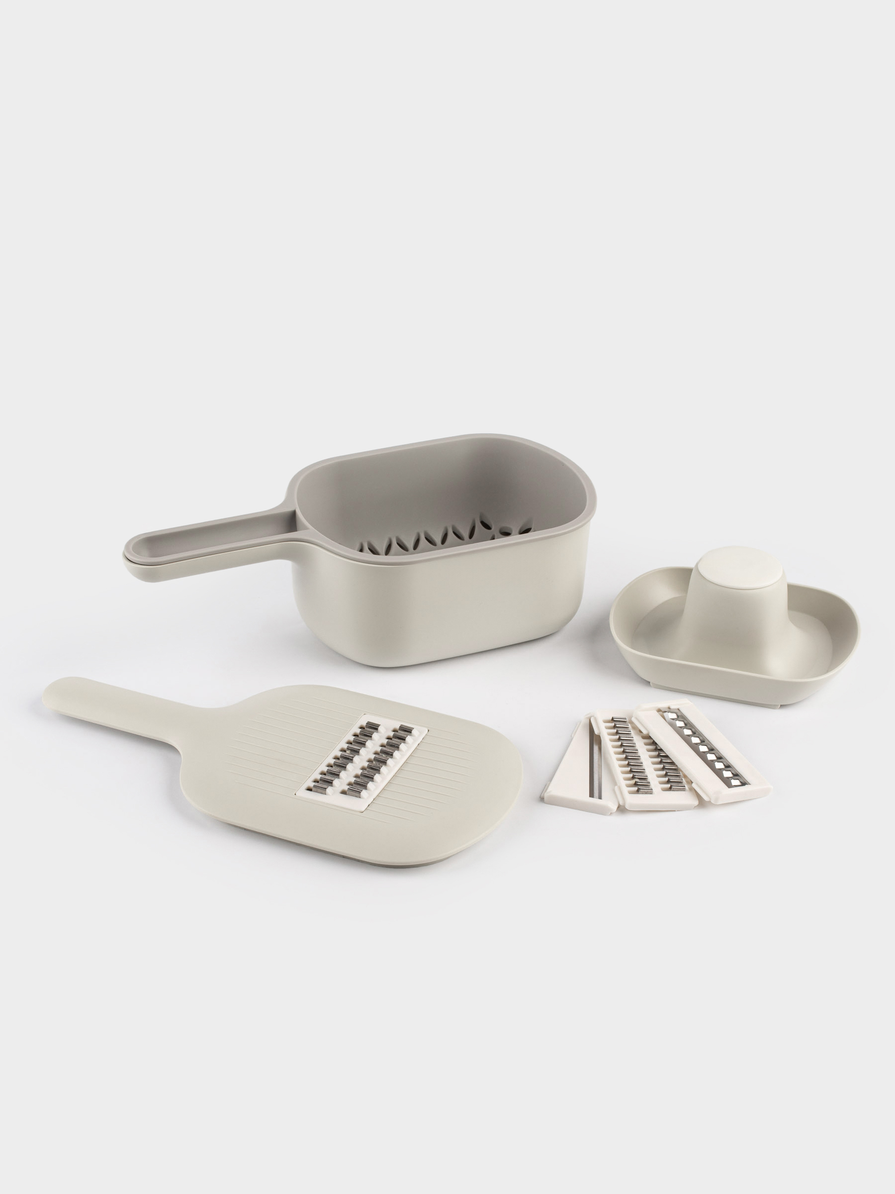 Терка, 29х14 см, 4 насадки, с контейнером, с ручкой, пластик/сталь, серая, Matto, image-5