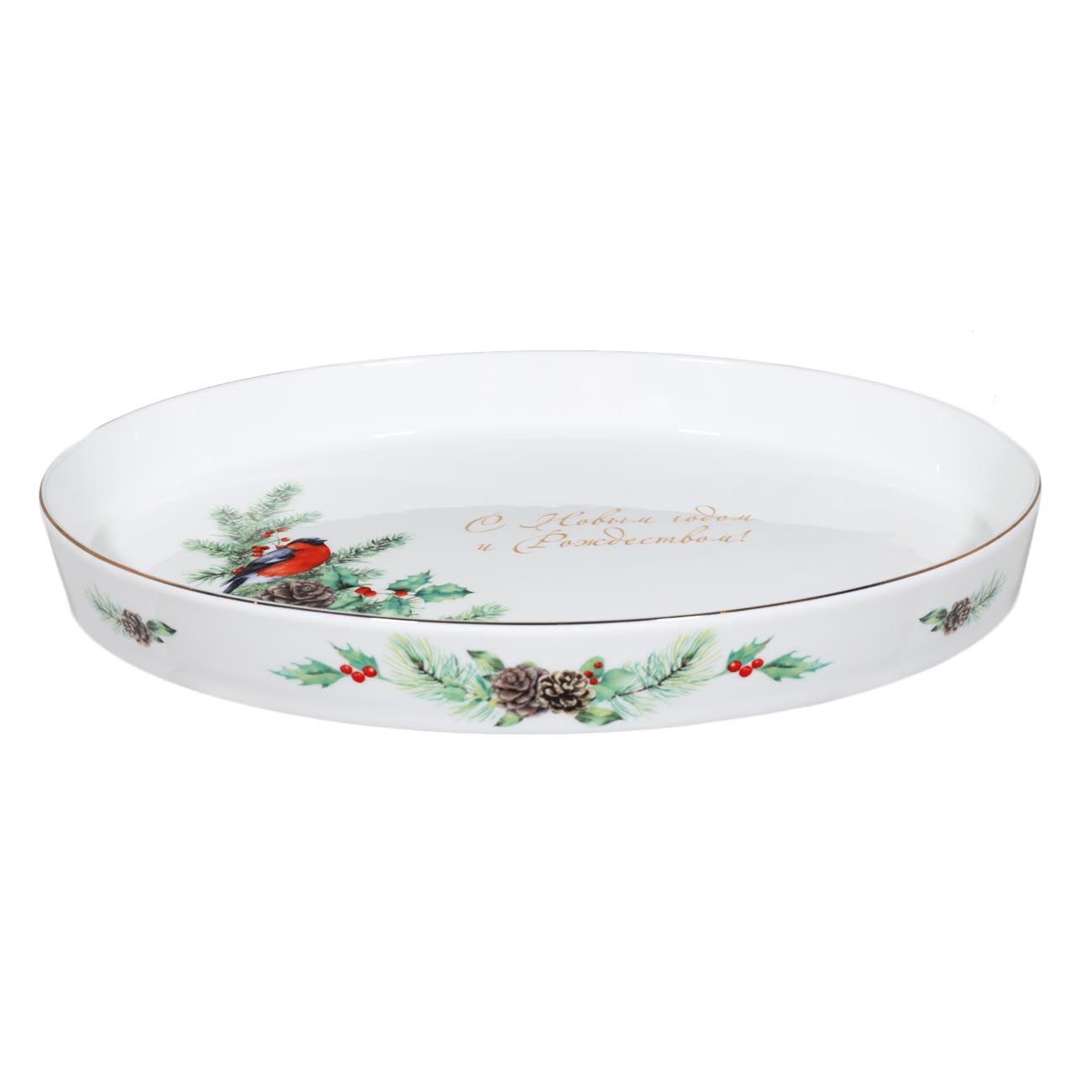 

Блюдо, 24х34 см, с бортами, фарфор F, овальное, Снегирь, Christmas miracle