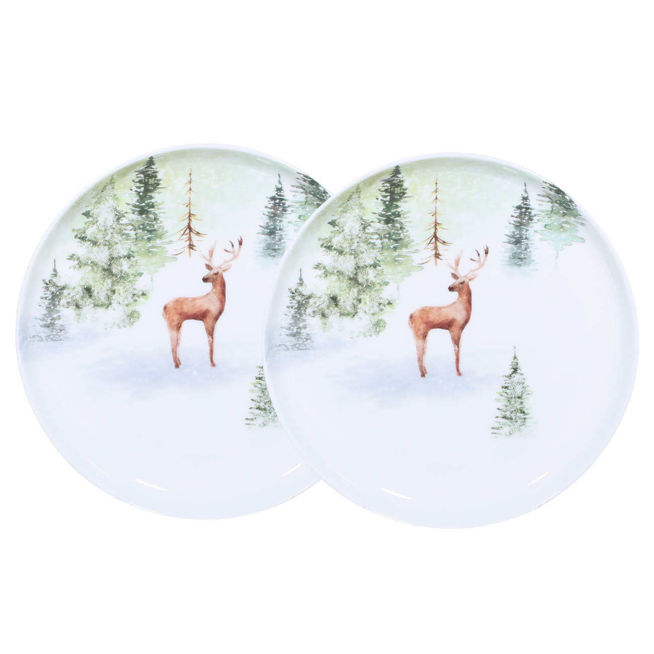 

Тарелка закусочная, 20 см, 2 шт, фарфор F, белая, Олень в лесу, Winter deer
