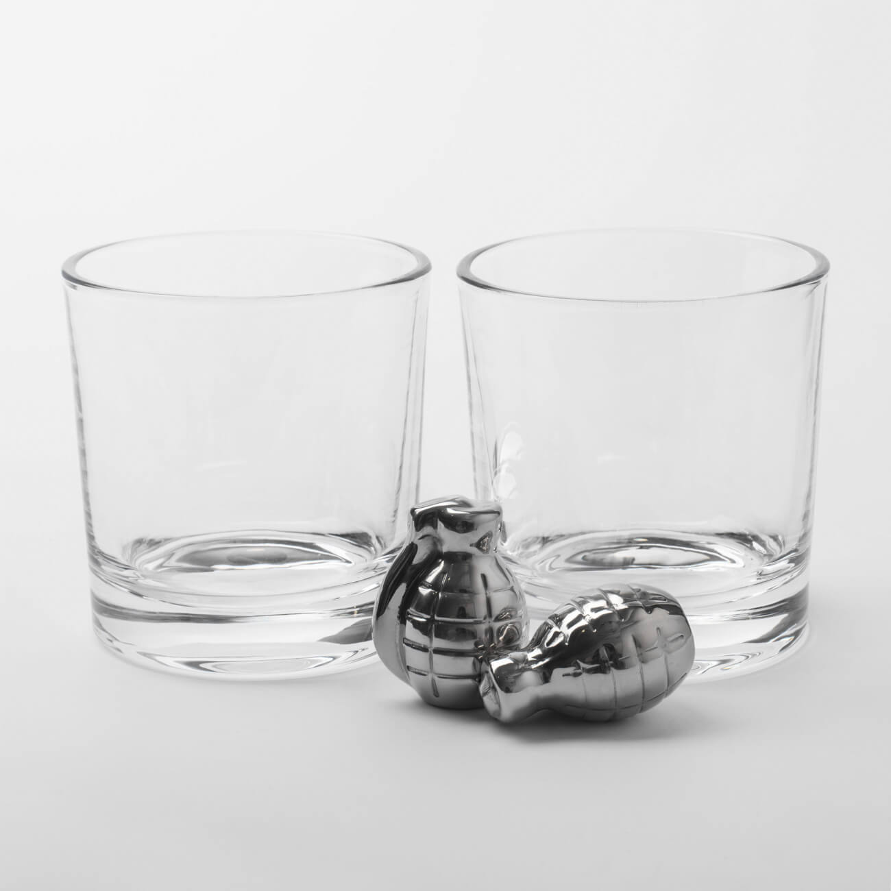 Набор для виски, 2 перс, 4 пр, стаканы/кубики, стекло/сталь, Граната, Bullet кубики игральные
