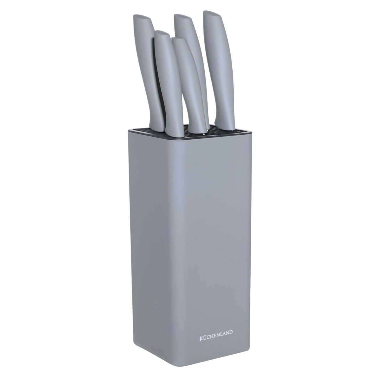 Набор ножей, 5 пр, в подставке, сталь/пластик, серый, Grey steel изображение № 1
