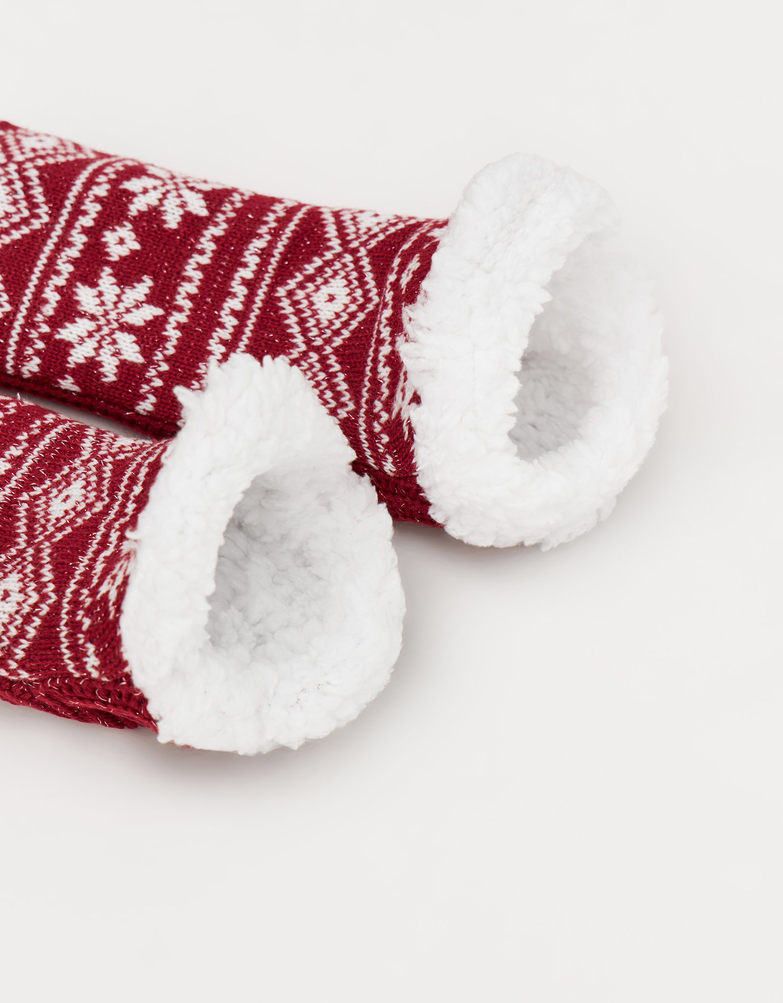 Носки женские, домашние, р. 36-38, акрил/шерпа, красные, Зимний узор, Hot winter