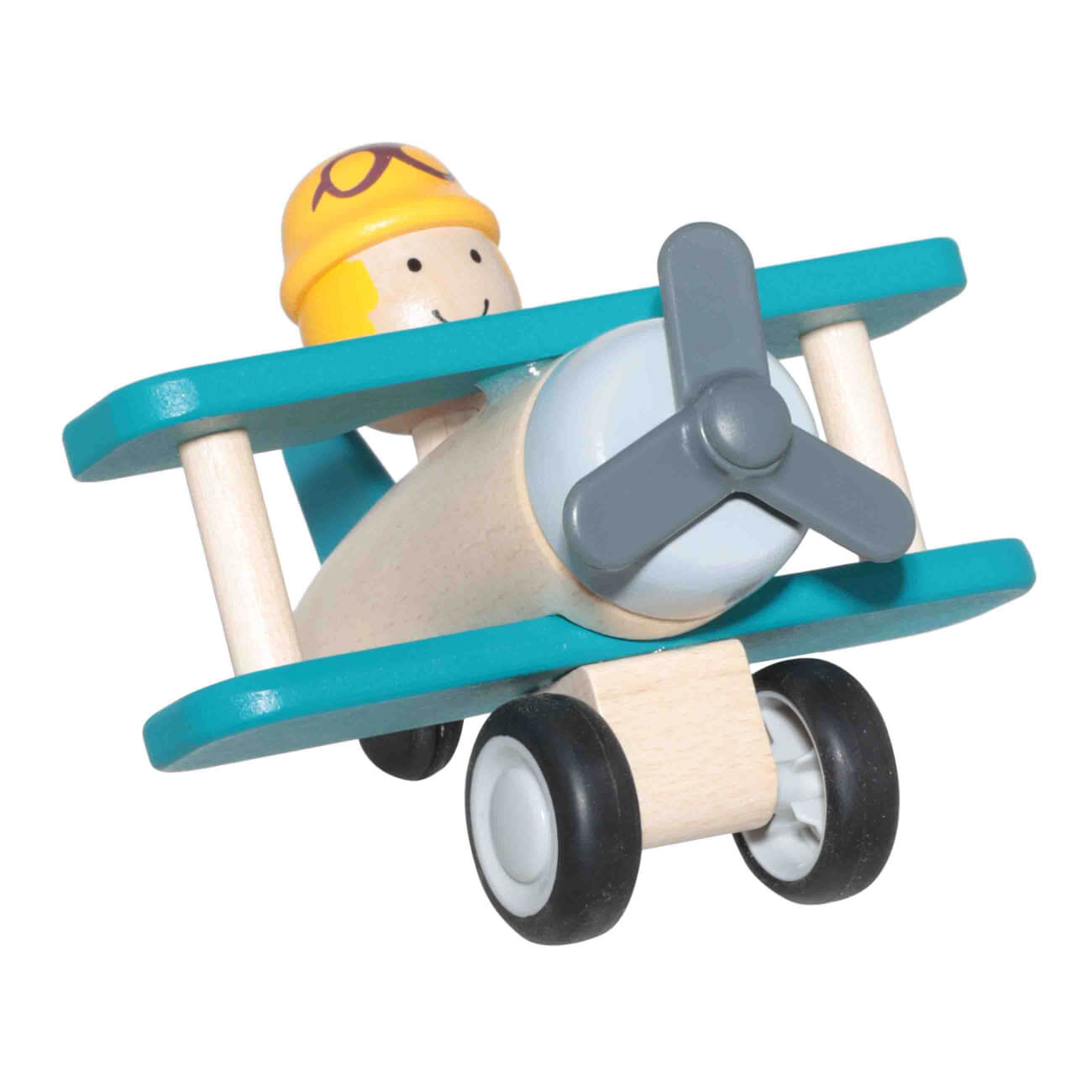 Игрушка, 13х11 см, дерево, желто-голубая, Самолетик, Kiddy игрушка 25 см дерево гоночный трек с машинками kiddy