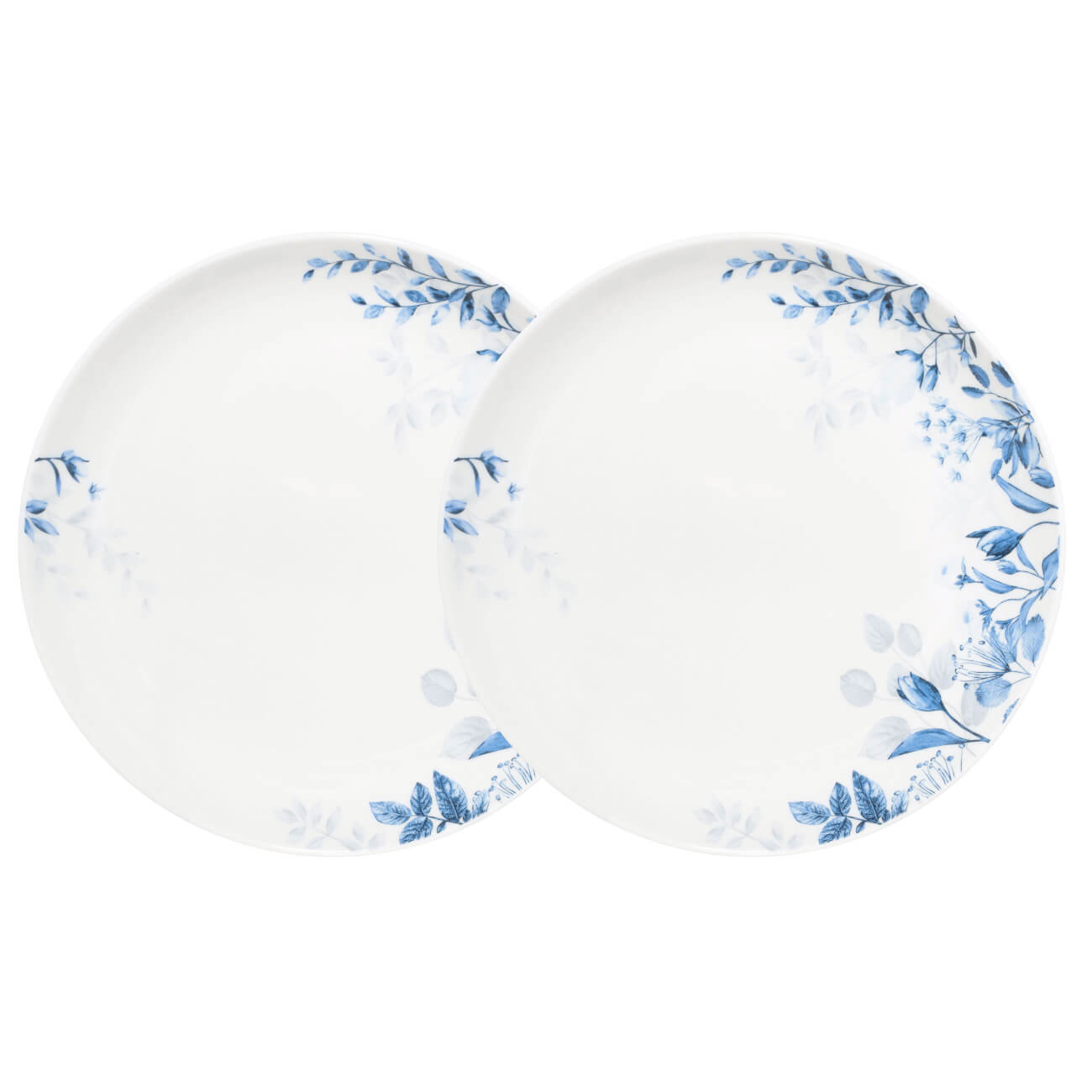 kuchenland тарелка закусочная 24 см 2 шт фарфор f antarctica Тарелка закусочная, 21 см, 2 шт, фарфор N, белая, Синие цветы, Royal flower
