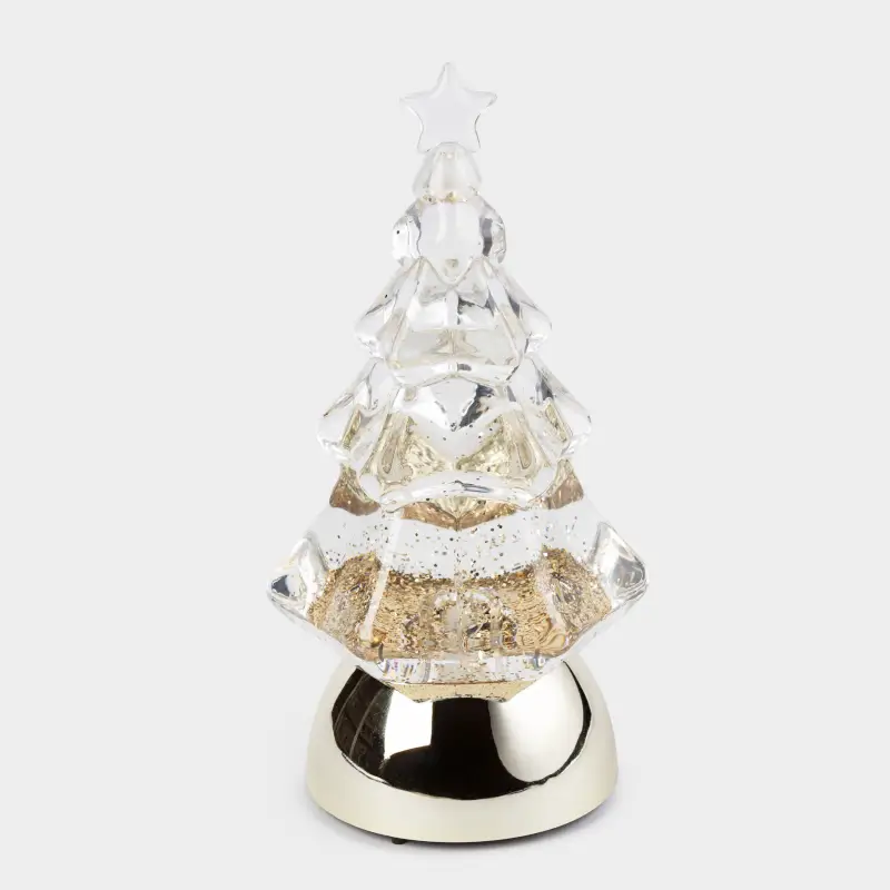 Снежный фонарь 21 см с подсветкой пластик шампань Ель с блестками Champagne style 1890₽
